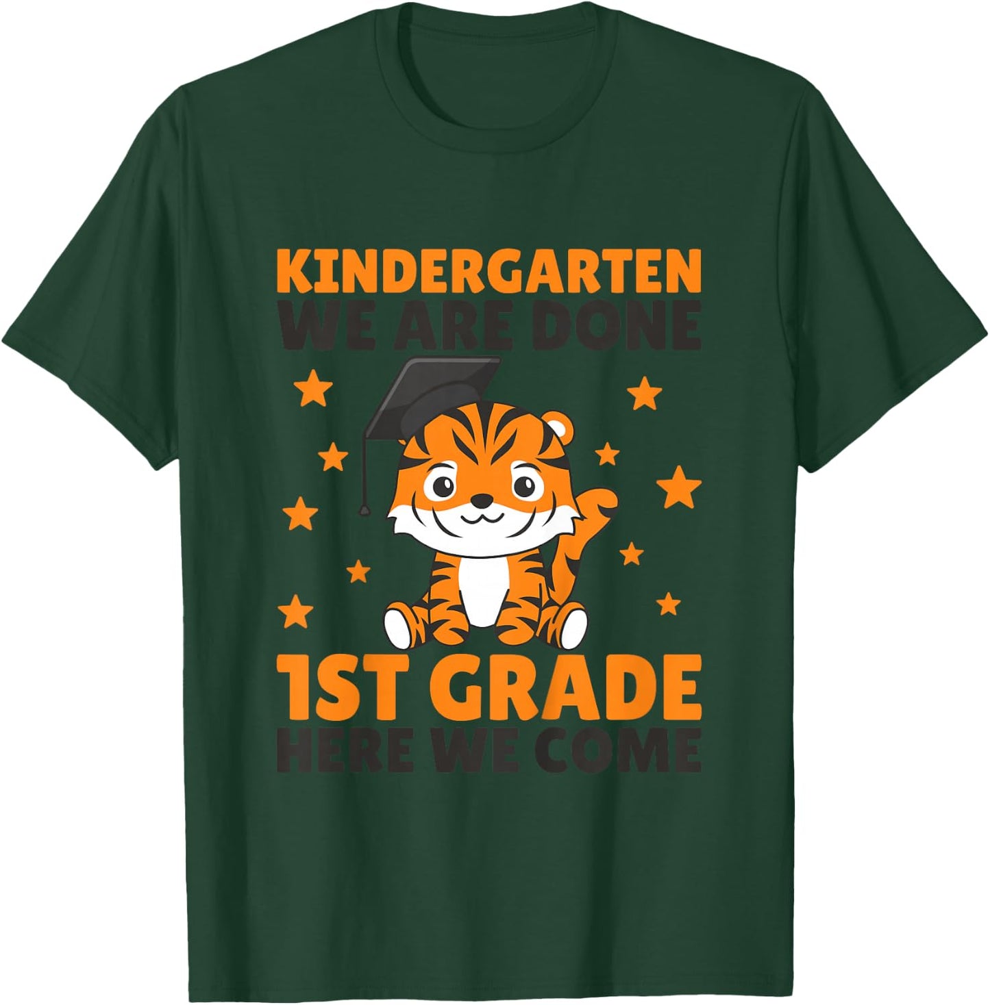 Kids Kindergarten Graduate Tiger Graduation T-Shirt - T-Shirt | Forest