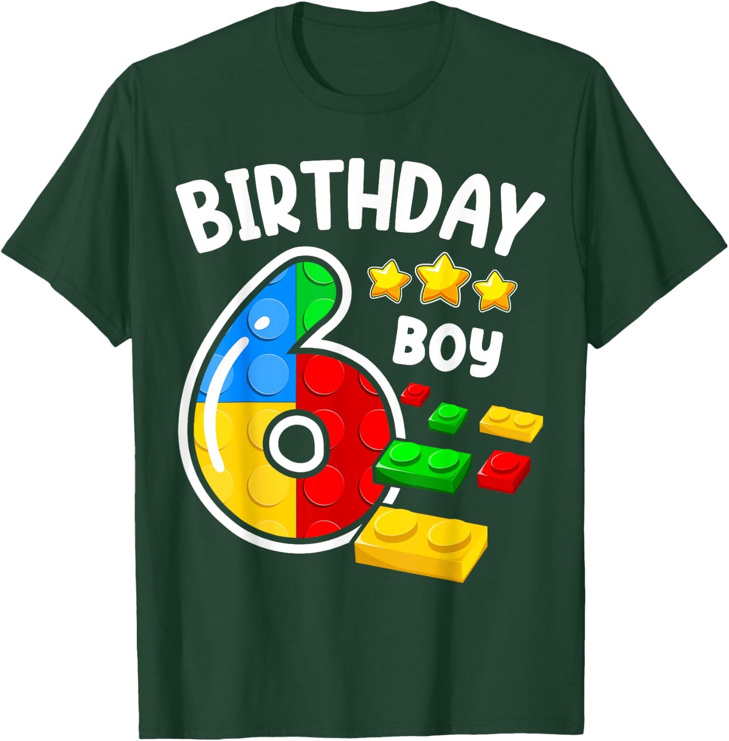 Block Building Toys 6th Birthday Boy 6 Years Master Builder T-Shirt - T-Shirt | Forest