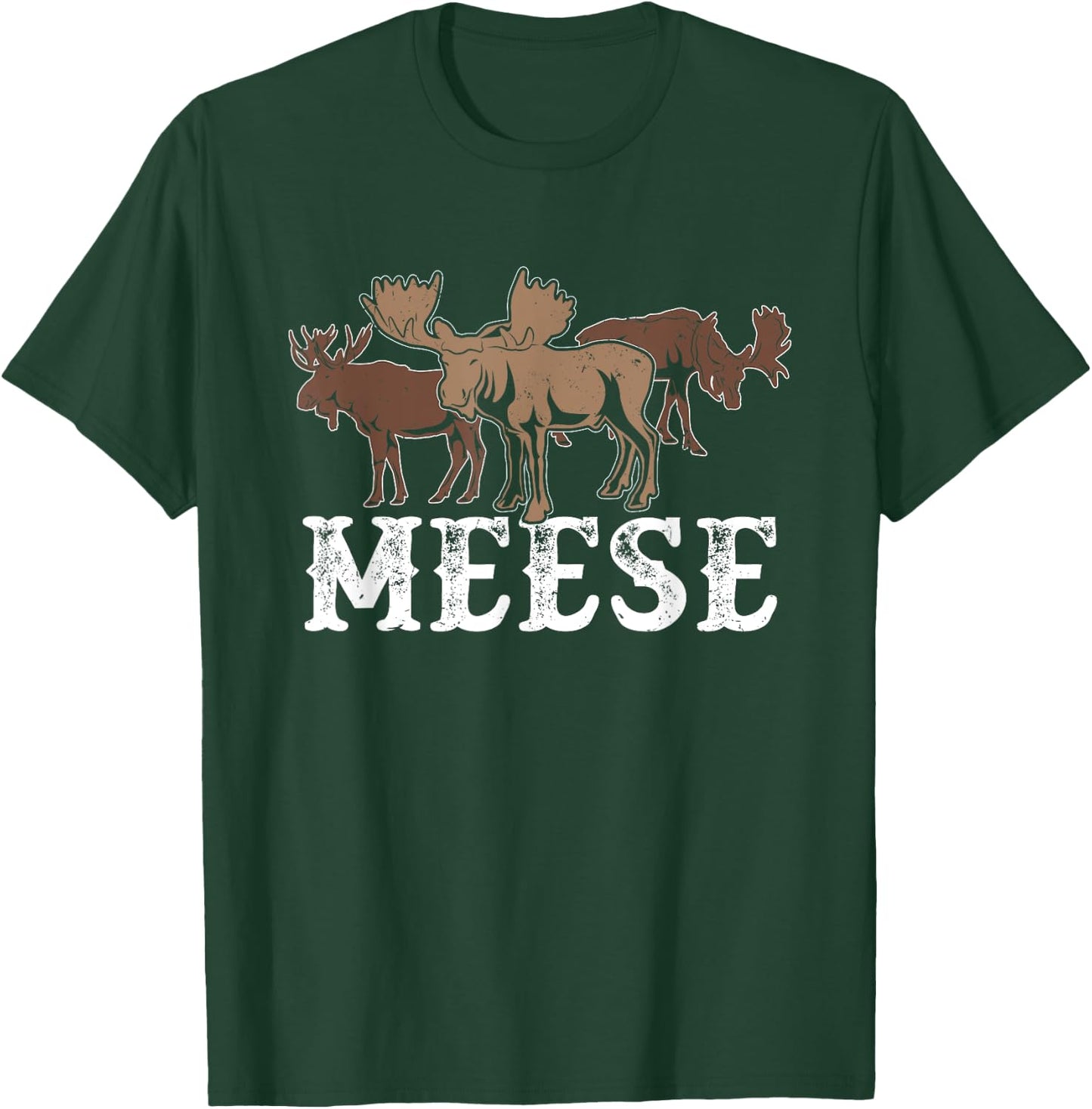 Elk American Wildlife Funny Plural Wordplay Meese Moose T-Shirt - T-Shirt | Forest