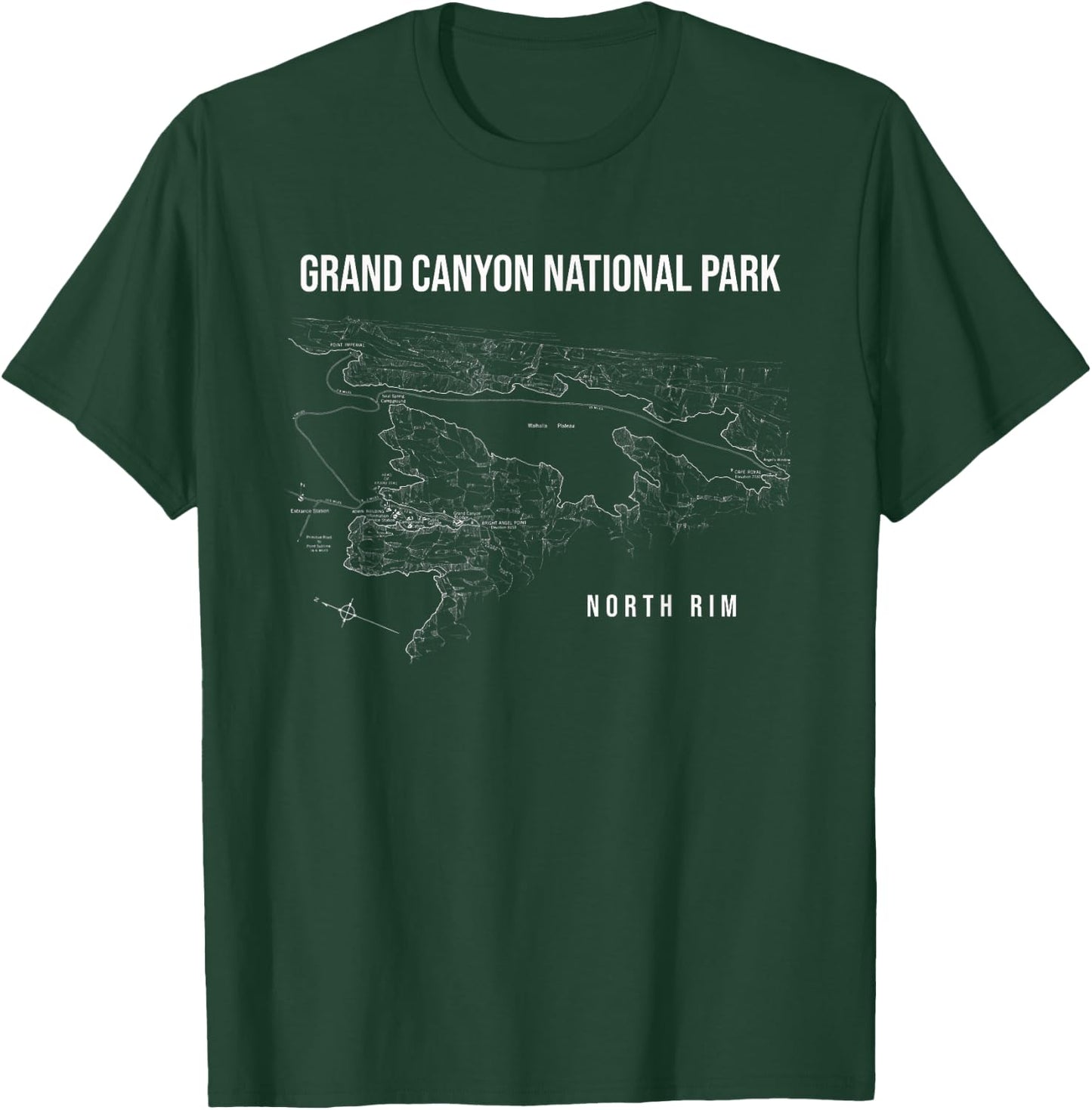 Grand Canyon National Park North Rim Map T-Shirt - T-Shirt | Forest