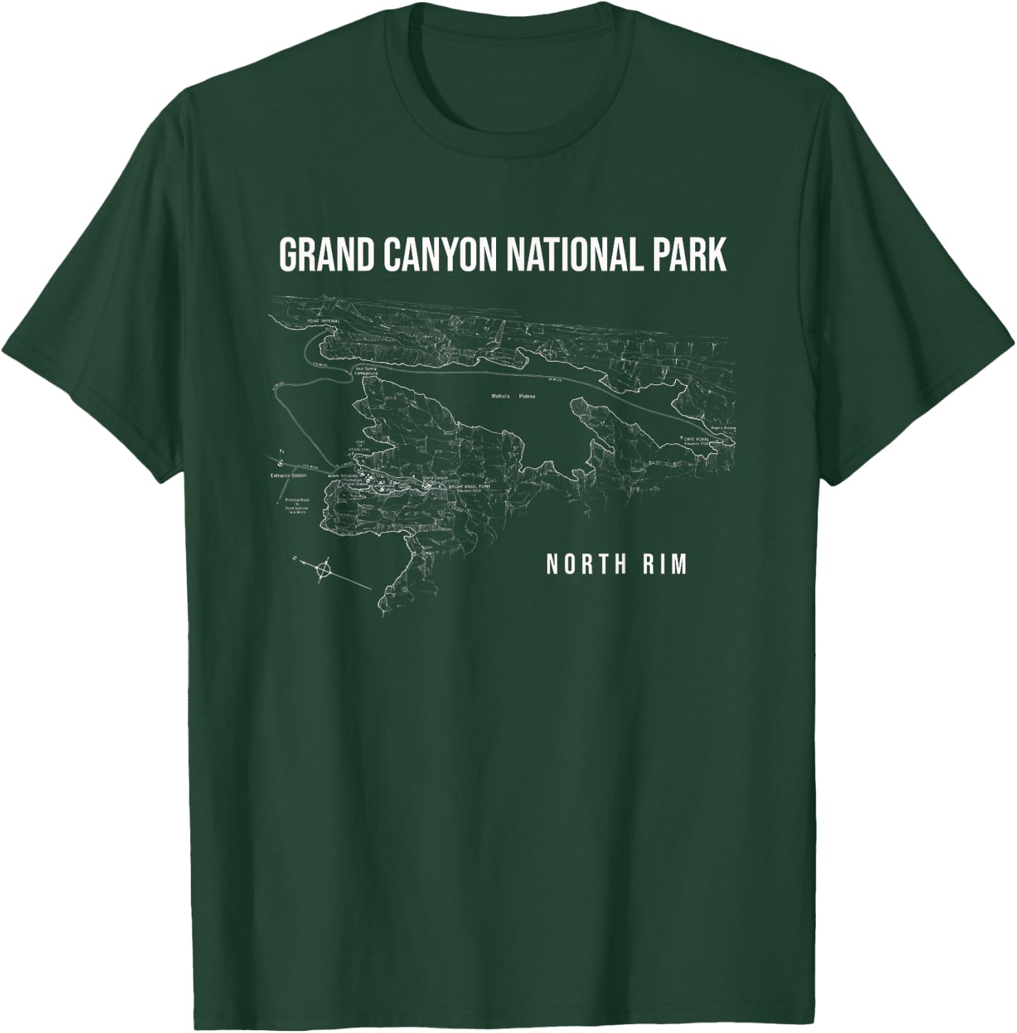 Grand Canyon National Park North Rim Map T-Shirt - T-Shirt | Forest