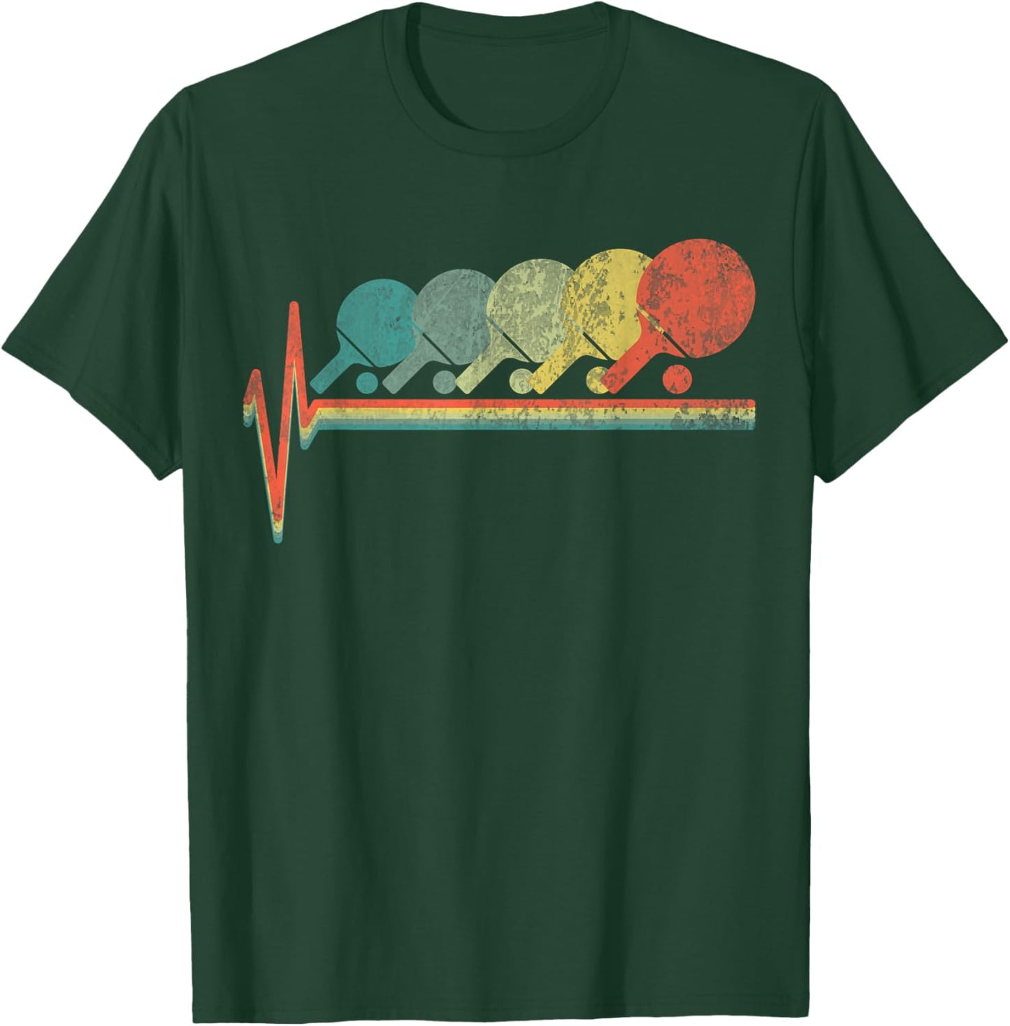 Vintage Ping Pong Paddle Table Tennis Funny 70s Women Men T-Shirt - T-Shirt | Forest