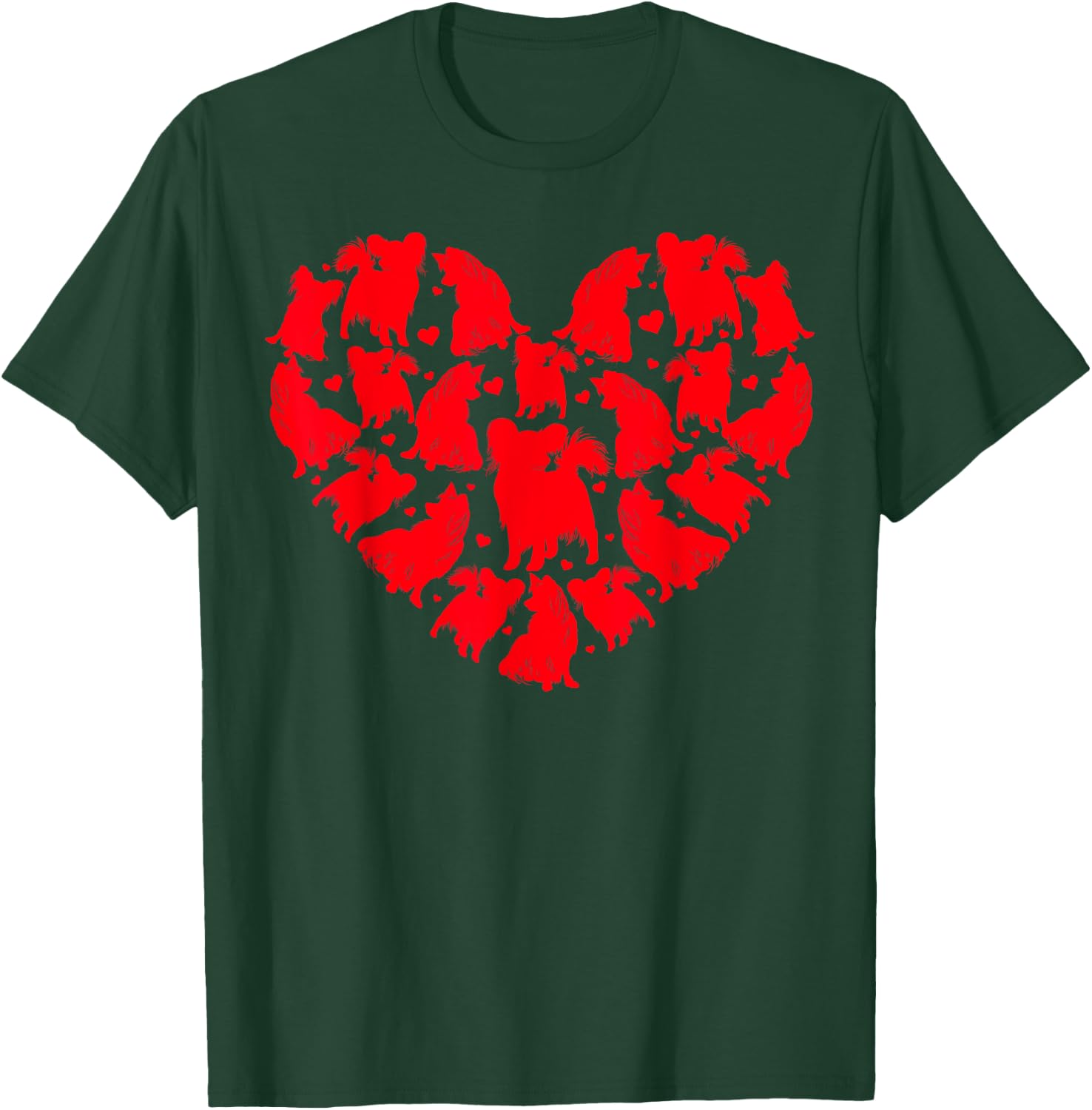 Papillon Dog Lover Funny Love Heart Papillon Valentine's Day Men Women Girls Kids T-Shirt - T-Shirt | Forest