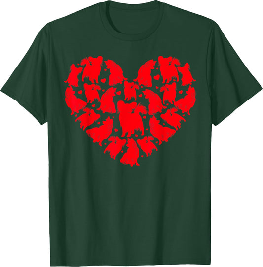 Papillon Dog Lover Funny Love Heart Papillon Valentine's Day Men Women Girls Kids T-Shirt - T-Shirt | Forest