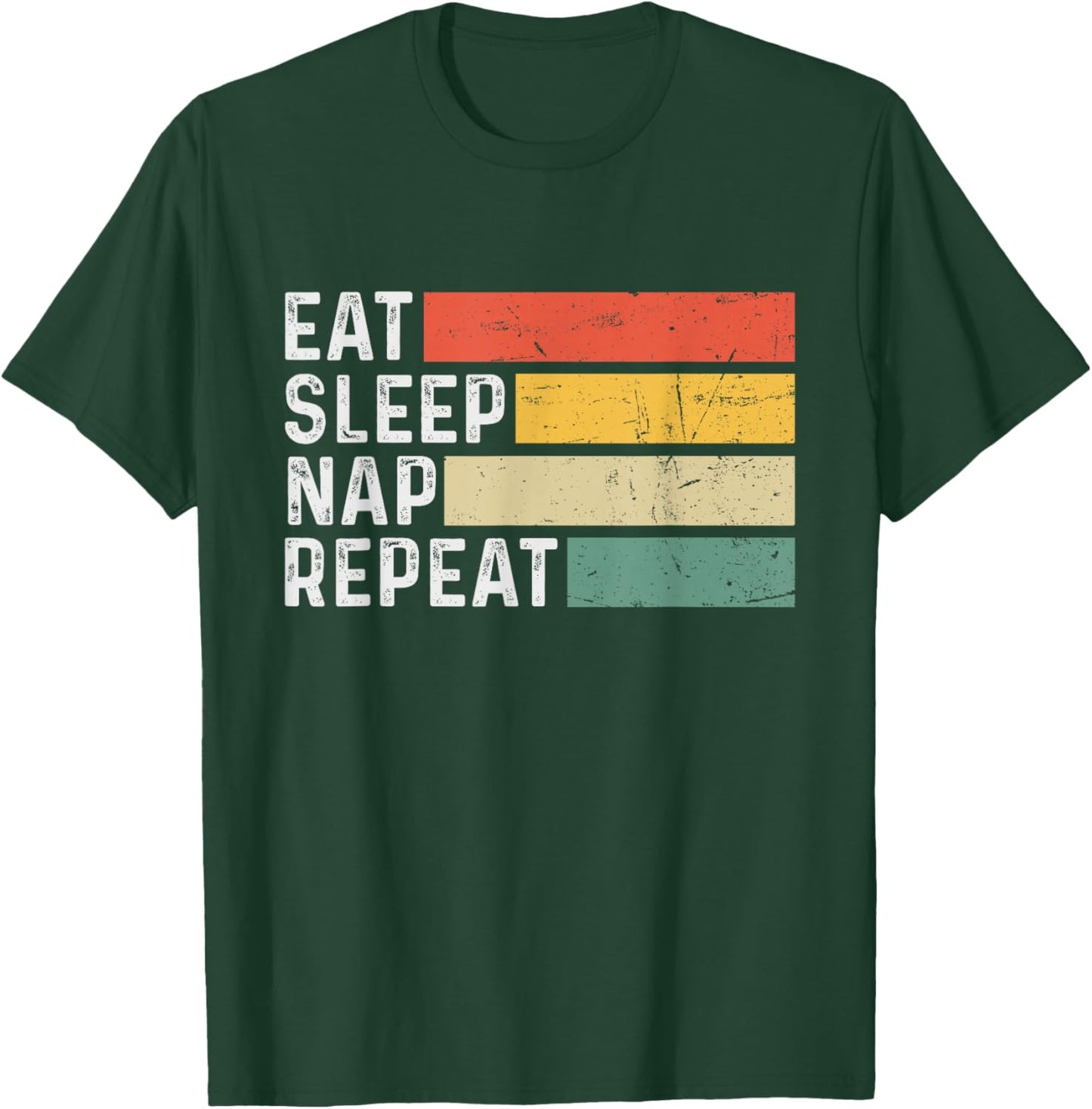 Napping Sleeping Funny Retro Vintage - Eat Sleep Nap Repeat T-Shirt - T-Shirt | Forest