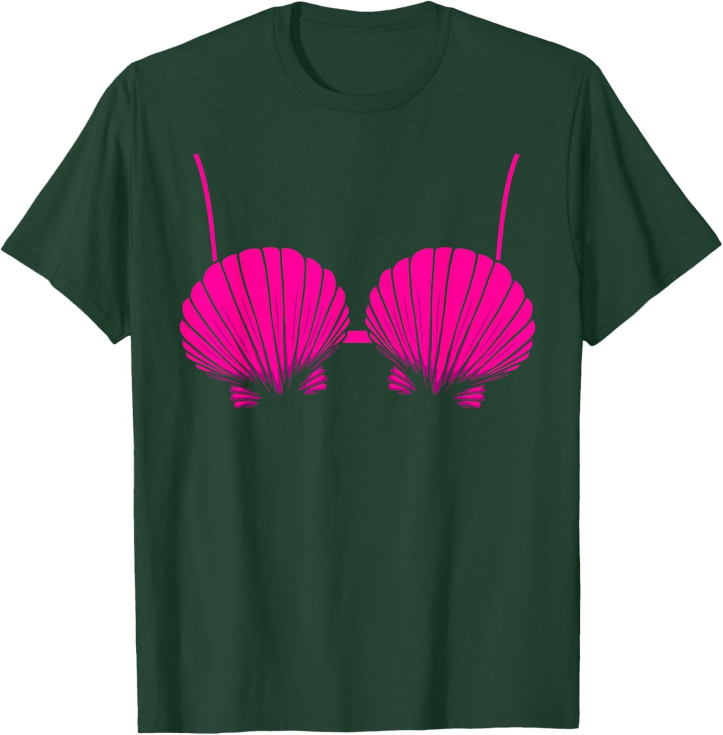 Seashell Mermaid Bra Brassiere Bikini Clam Shell T-Shirt - T-Shirt | Forest