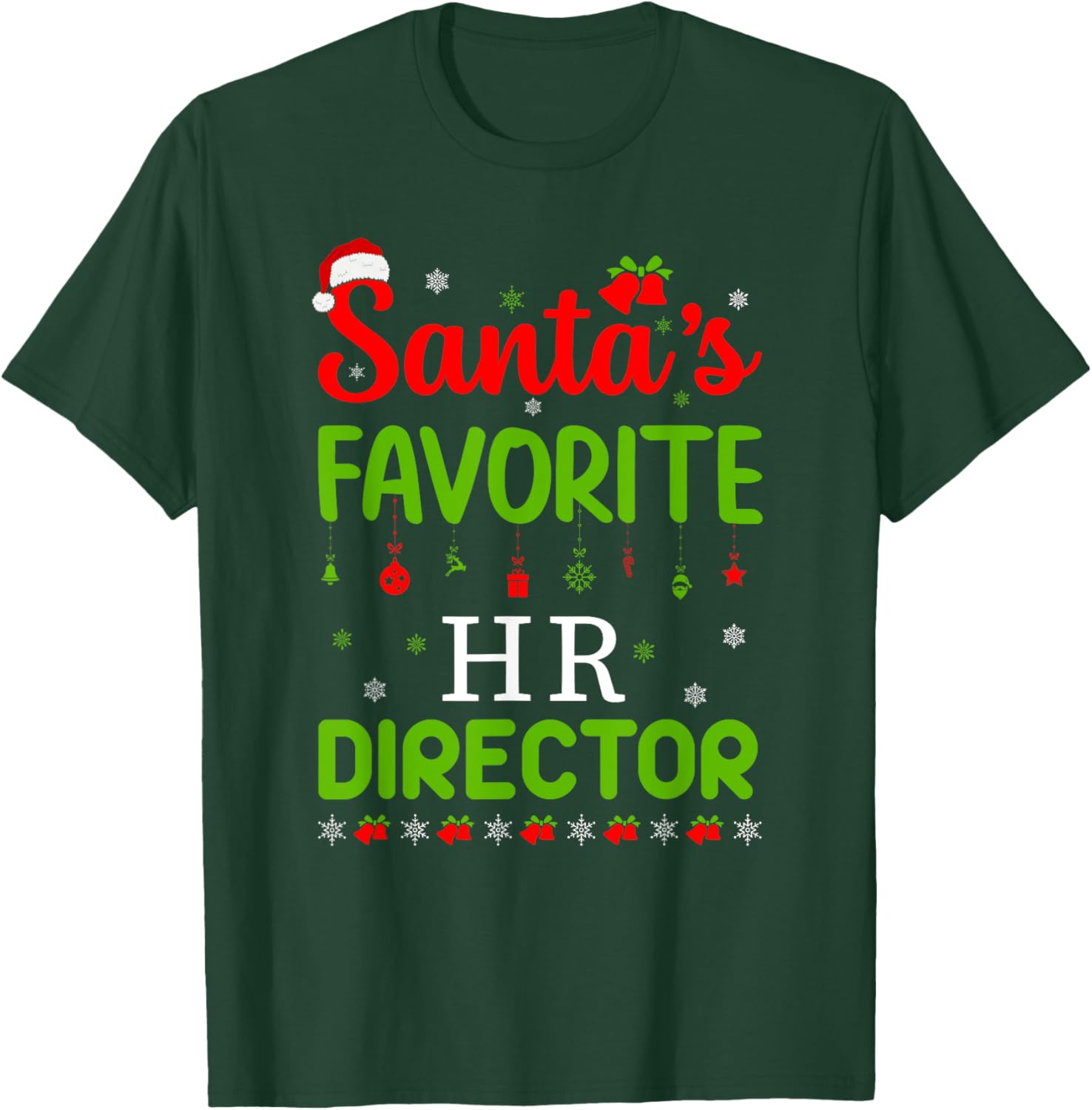 Christmas Santa's Favorite Hr Director Cute Merry Xmas Party T-Shirt - T-Shirt | Forest