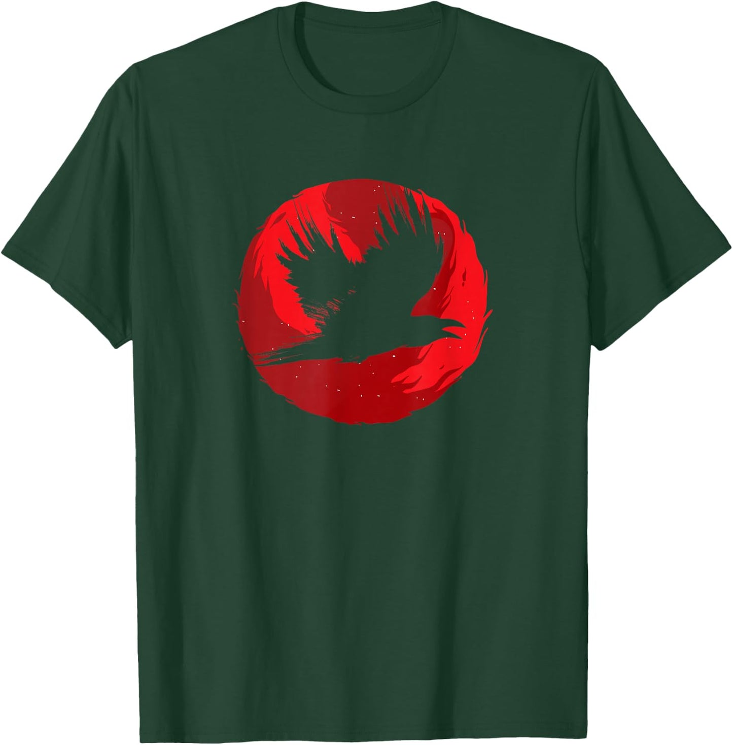 Gothic Raven Red Moon Black Crow T-Shirt - T-Shirt | Forest