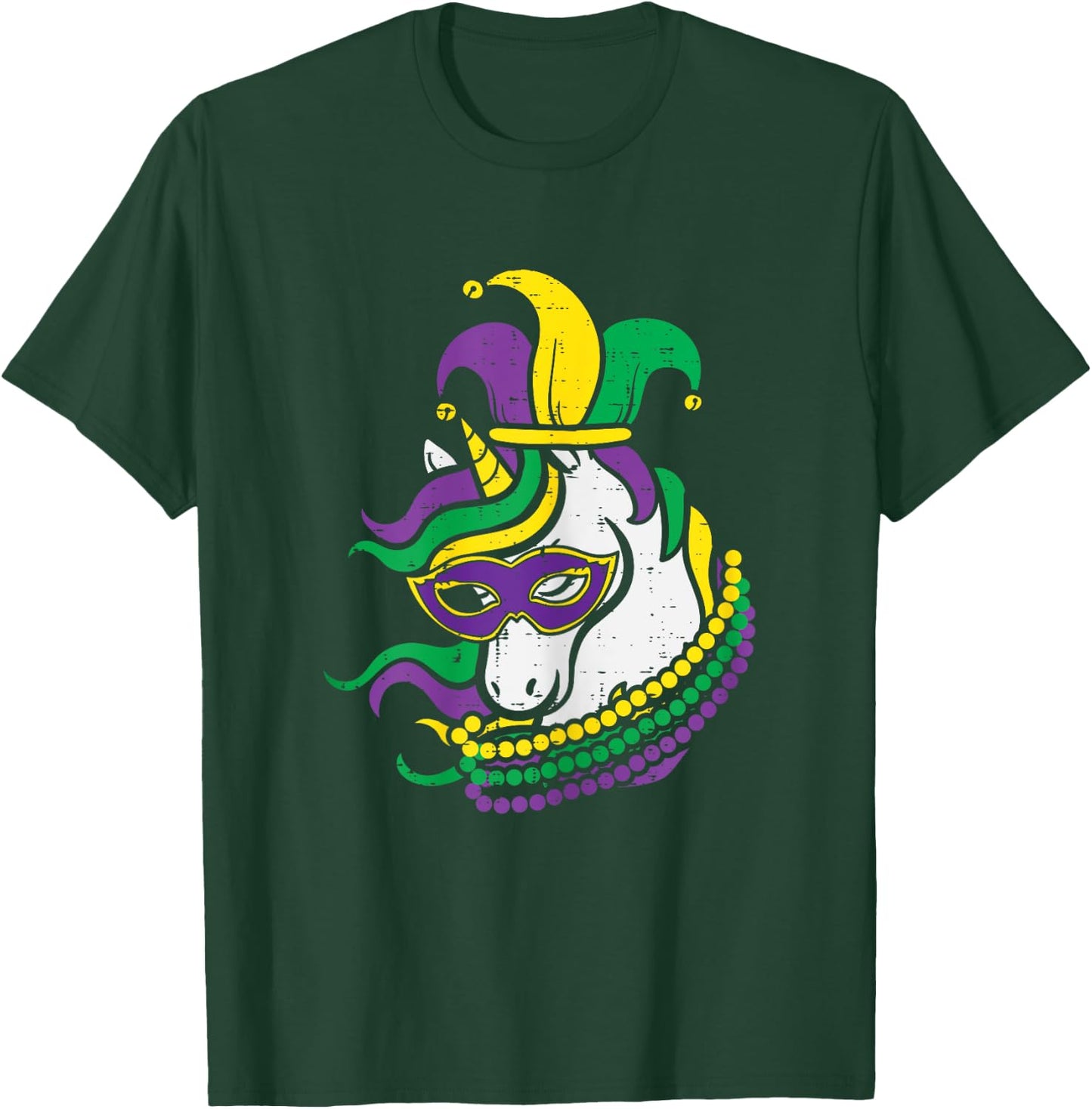 Mardi Gras Unicorn Cute Outfit Girls Kids Toddlers T-Shirt - T-Shirt | Forest