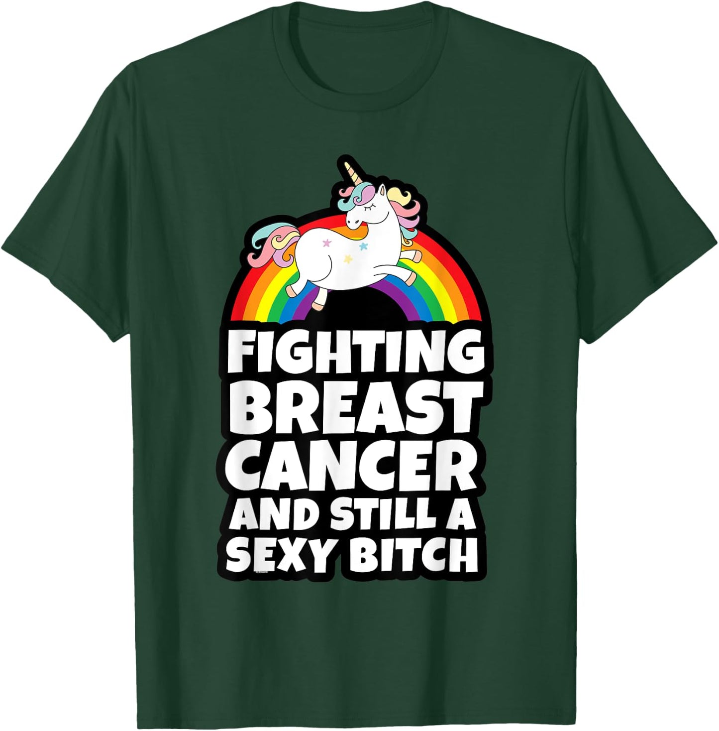 Fighting Breast Cancer Sexy Bitch Gay Pride Unicorn T-Shirt - T-Shirt | Forest