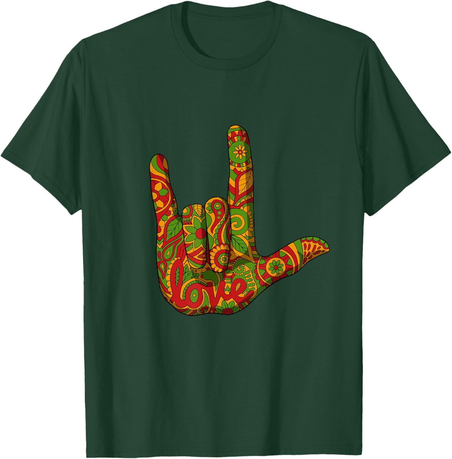 I Love You ASL Black History Month BLM Deaf African American T-Shirt - T-Shirt | Forest