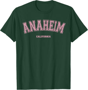 Pink Anaheim California CA Varsity Style on Anaheim T-Shirt - T-Shirt | Forest