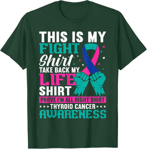 Thyroid Warrior Teal Purple Ribbon Thyroid Cancer Awareness T-Shirt - T-Shirt | Forest