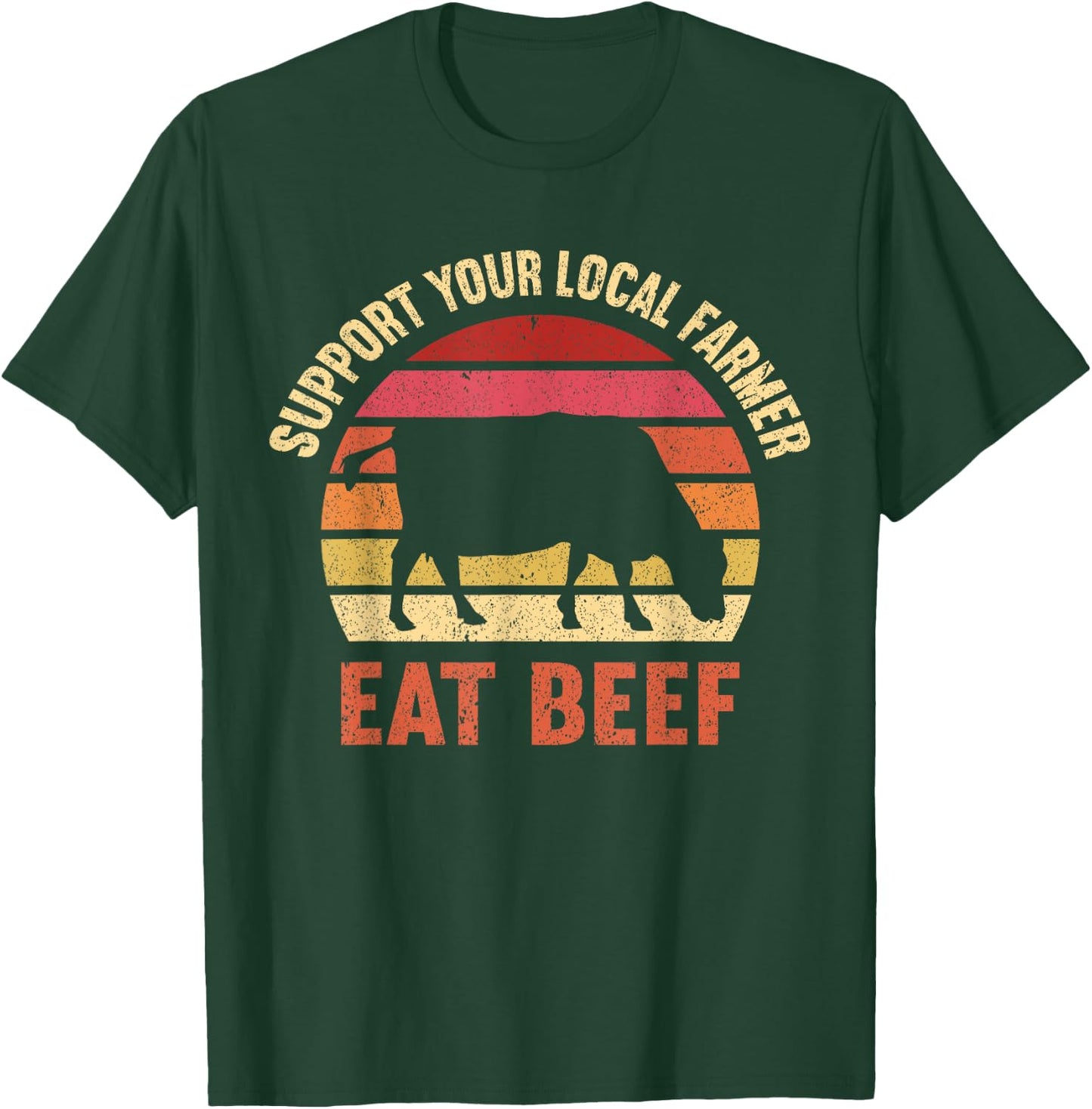 Kids Farming Boys Funny Farmer Gifts Women Support Your Local Farmer Eat Beef Lover Funny Cattle Farmer -Kids Black Small Classic Fit Short Sleeve T-Shirt - T-Shirt | Forest