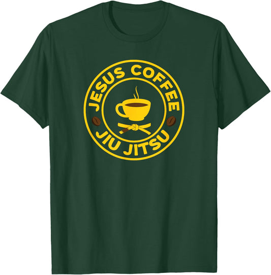 Jesus Coffee and Jiu Jitsu T-Shirt - T-Shirt | Forest