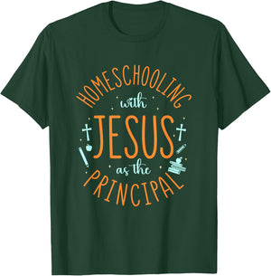 Homeschooling with Jesus - Christian Teacher Homeschool Mom T-Shirt - T-Shirt | Forest