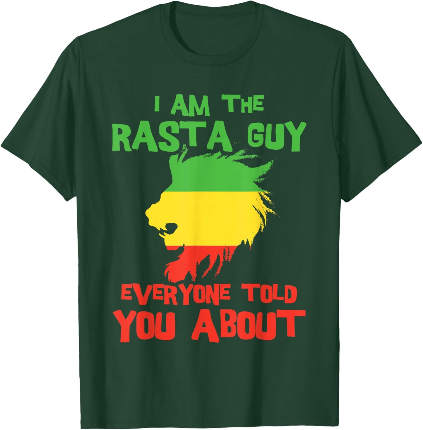 Rasta Clothing Men's Reggae Lion Dreadlocks Men's T-Shirt - T-Shirt | Forest