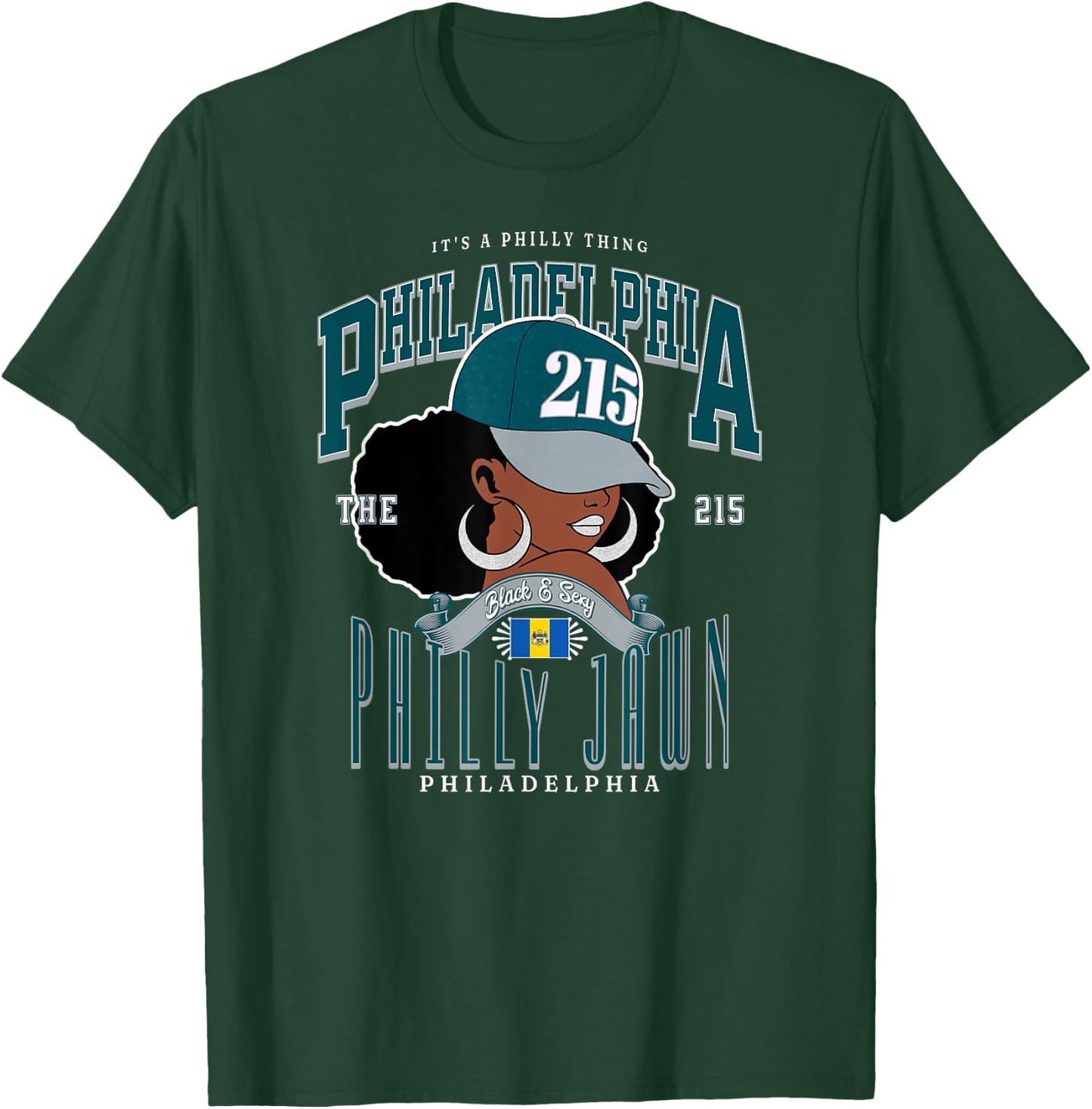 Philly Jawn 215 Area Code Black Queen Pride T-Shirt - T-Shirt | Forest