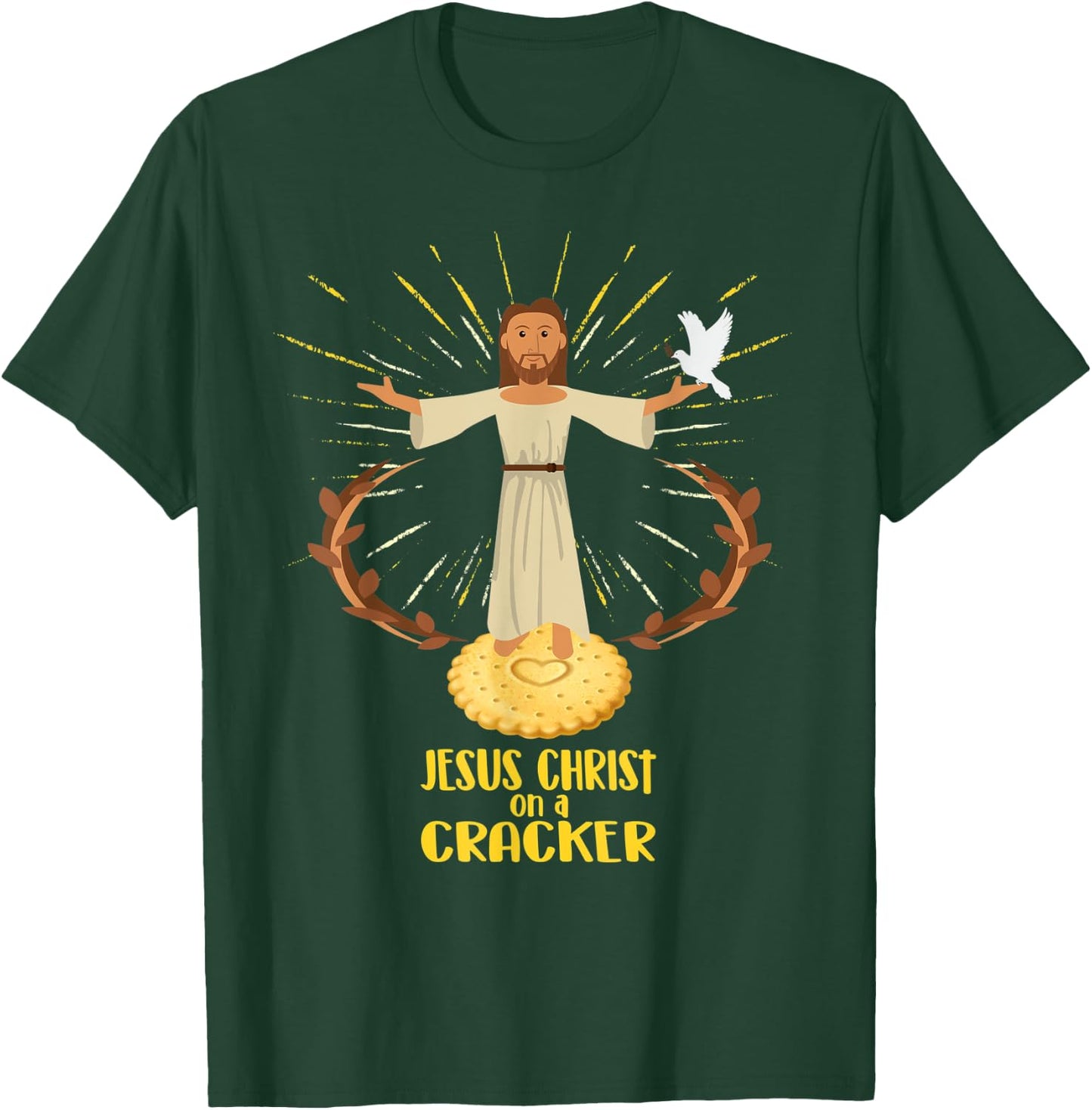 JESUS CHRIST ON A CRACKER Religious Humor T-Shirt - T-Shirt | Forest