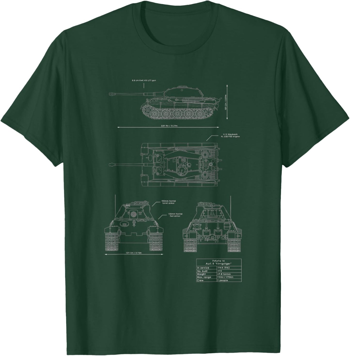 Königstiger” or “King Tiger Sd.Kfz. 182 german ww2 tank T-Shirt - T-Shirt | Forest