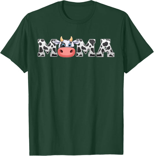 Mama Cow Print Cowboy Animal Pattern Farmer Cow Mother Mama T-Shirt - T-Shirt | Forest