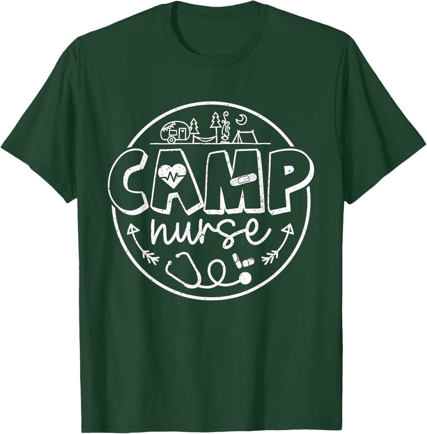 Camp Nurse Shirt Men Women School Nurse RN ICU ER Pediatric T-Shirt - T-Shirt | Forest