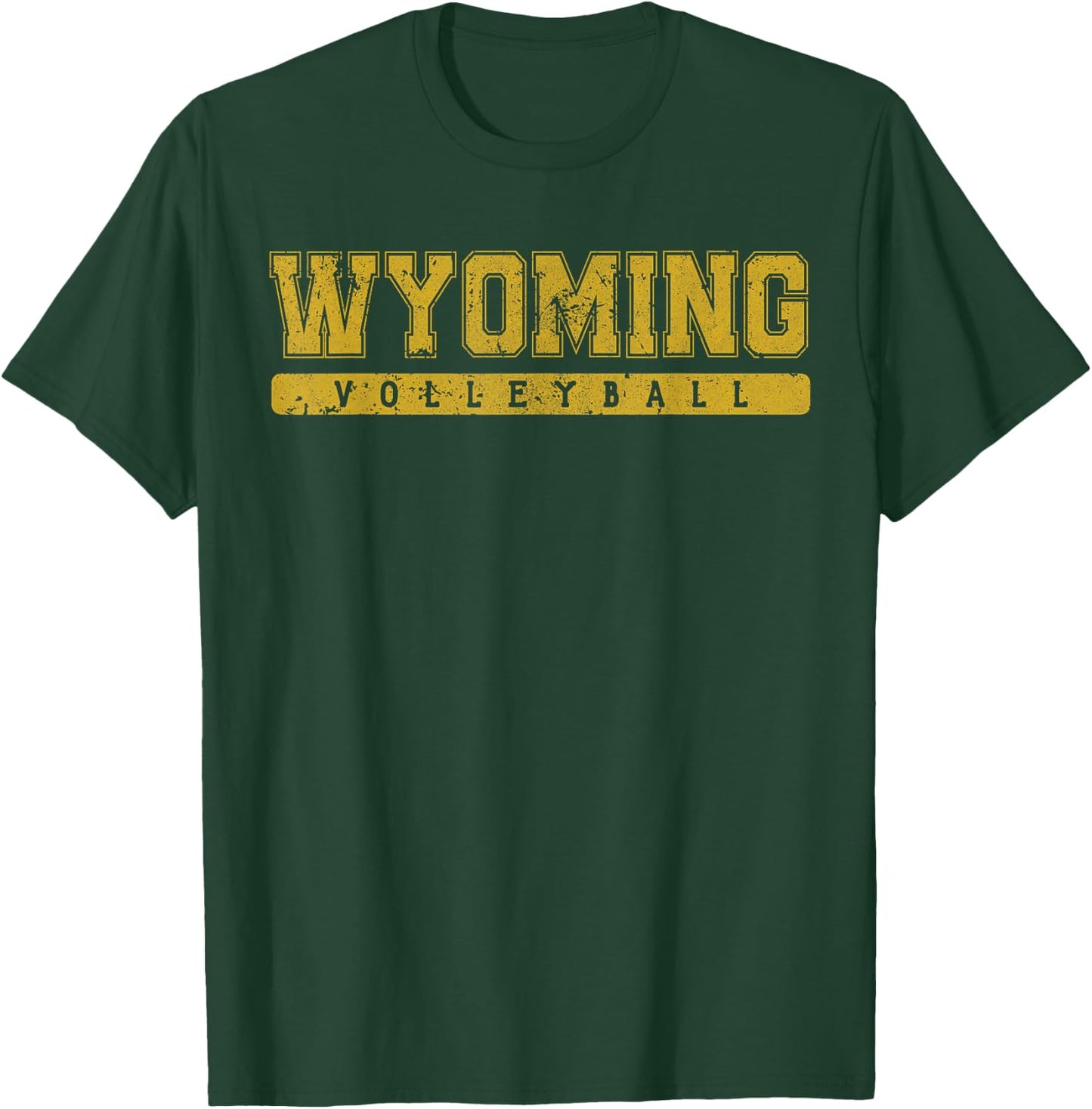 Wyoming Volleyball Yellow Vintage Text T-Shirt - T-Shirt | Forest
