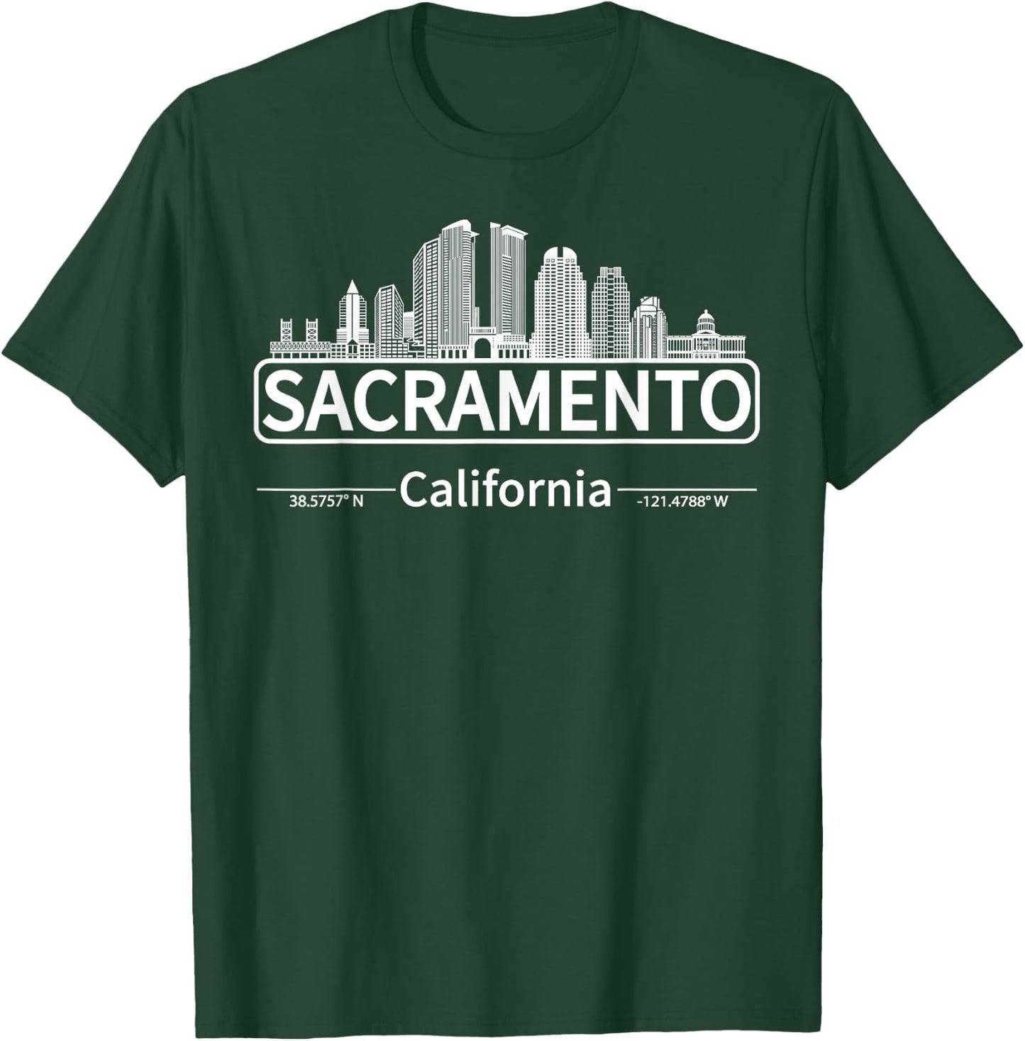 Sacramento California Skyline, Travel to Sacramento T-Shirt - T-Shirt | Forest