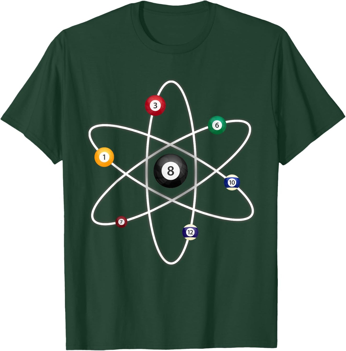 Billiard Lover Pool Player Game Sports Cue Ball Atoms Men T-Shirt - T-Shirt | Forest