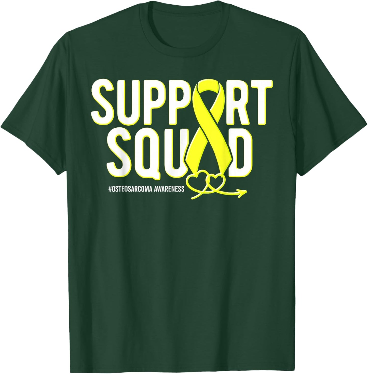 Support Squad Osteosarcoma Awareness Yellow Ribbon Heart T-Shirt - T-Shirt | Forest