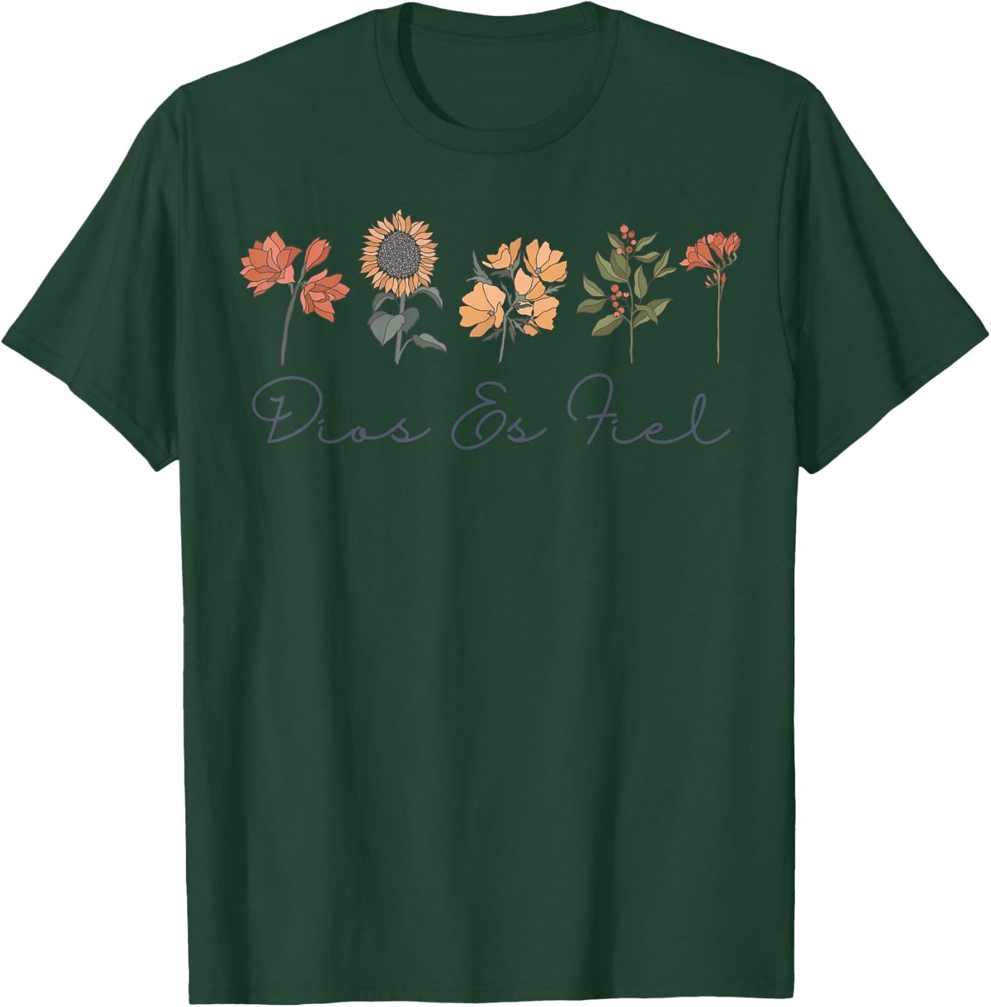 Christian Bible Verse in Spanish Dios Es Fiel Cristianos T-Shirt - T-Shirt | Forest