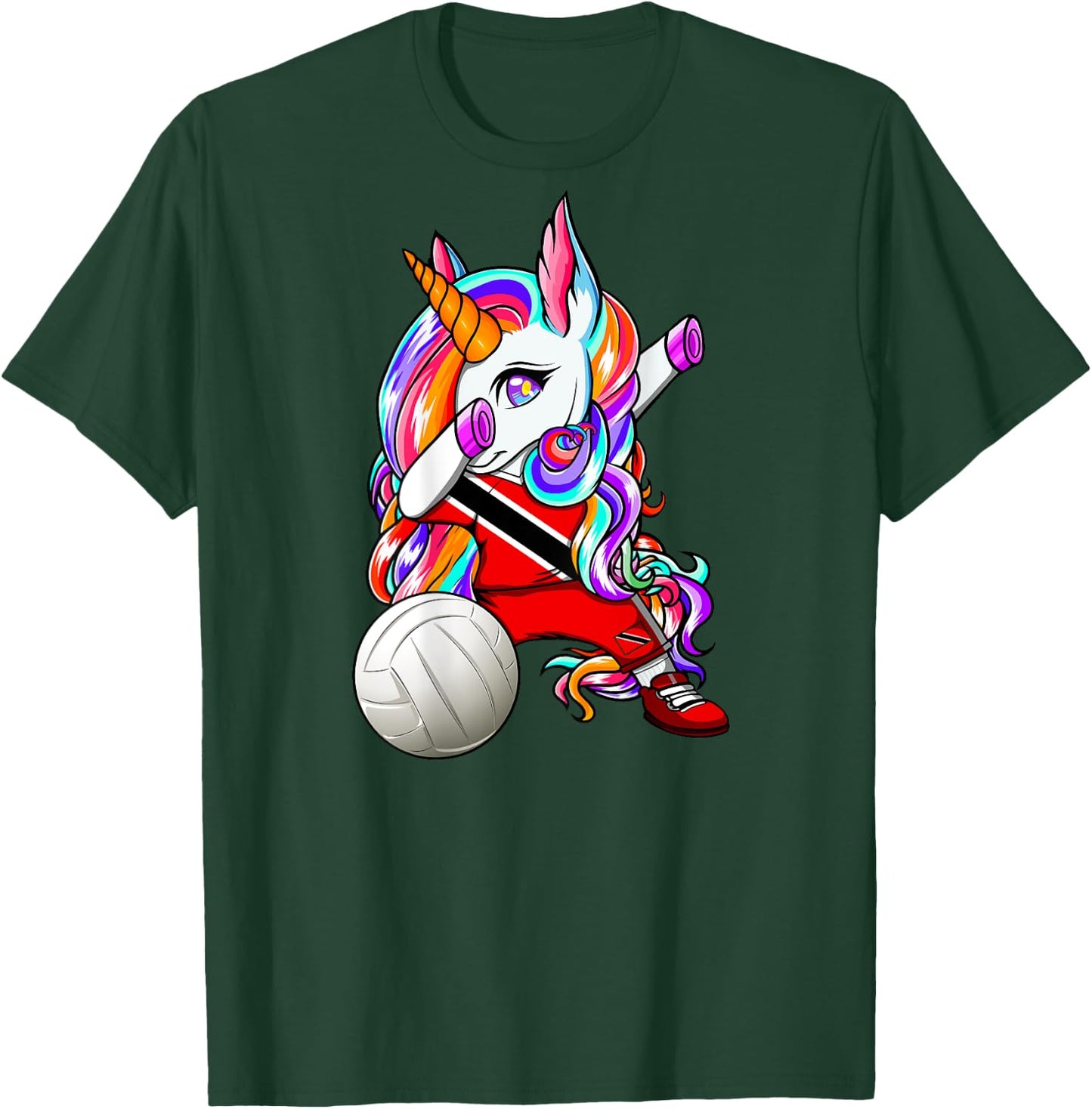 Dabbing Unicorn Trinidad and Tobago Volleyball Fans Jersey T-Shirt - T-Shirt | Forest