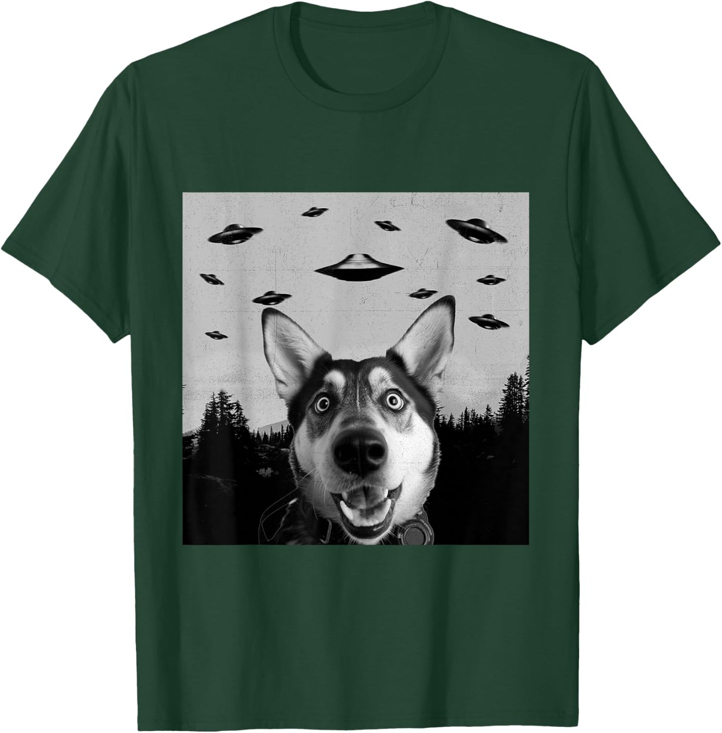 Alien UFO Funny Shepsky Dog Lover Men Women Kids T-Shirt - T-Shirt | Forest