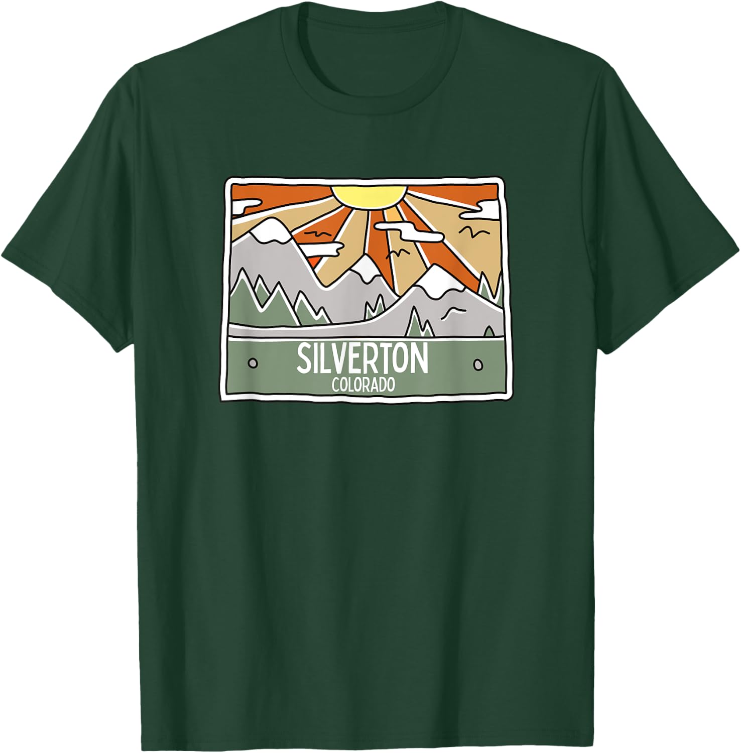 Silverton Colorado Mountains Sunrise CO Trip Souvenir T-Shirt - T-Shirt | Forest