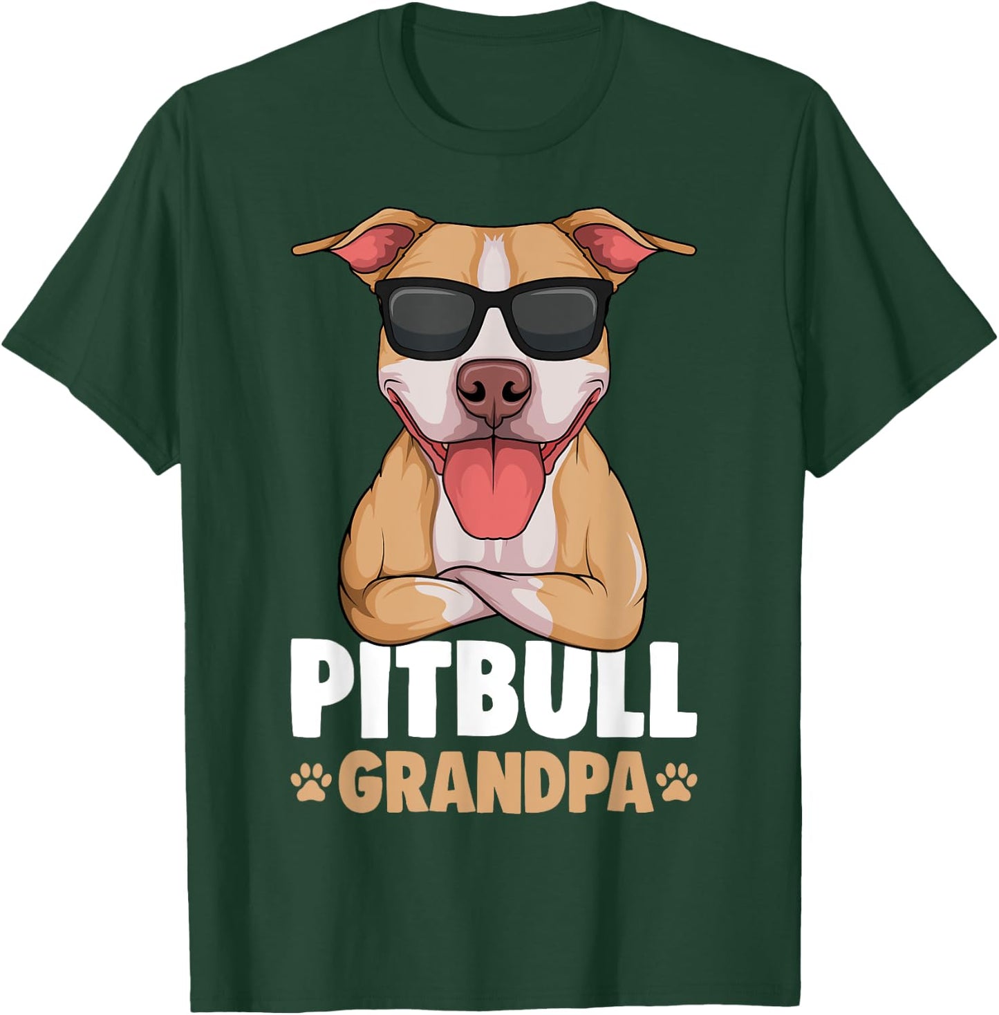 Pitbull Grandpa Pittie Dog T-Shirt - T-Shirt | Forest