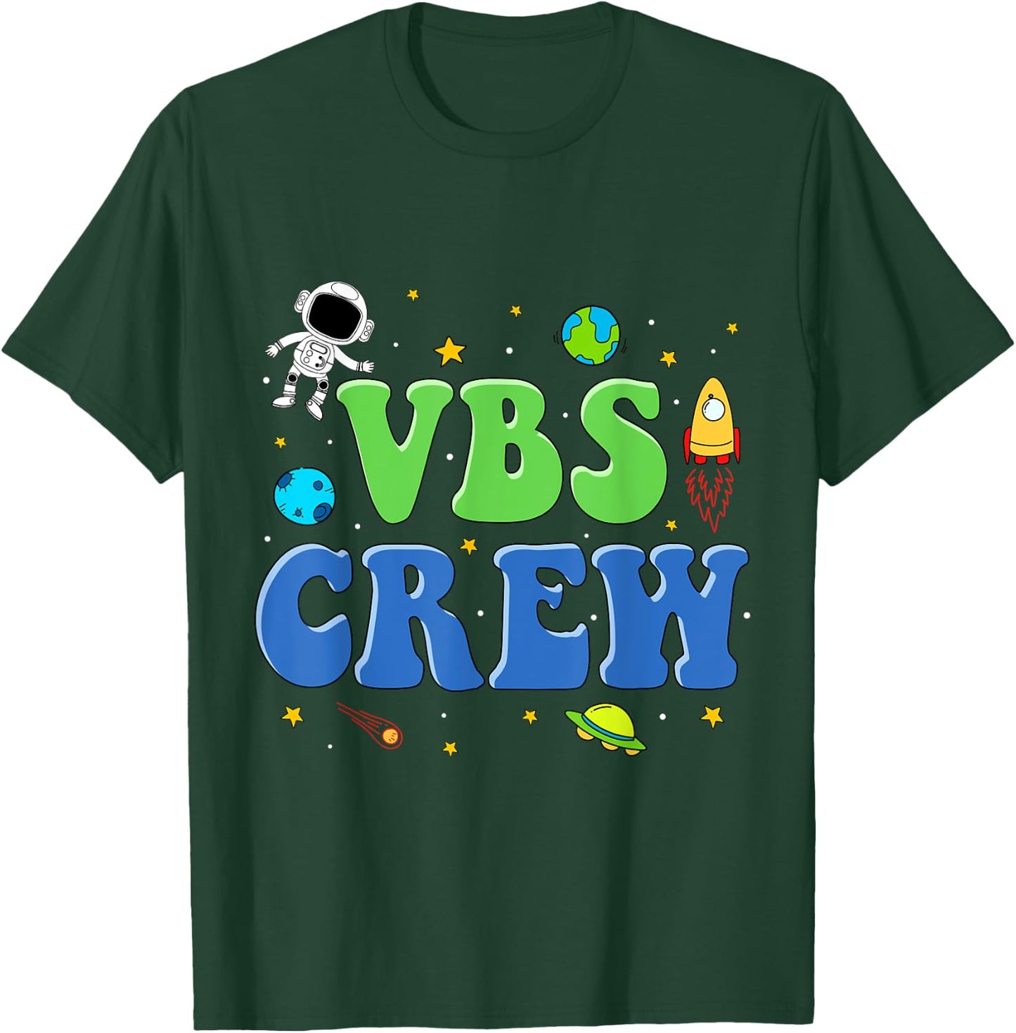VBS Crew Vacation Bible School Space Astronaut Kids 2023 T-Shirt - T-Shirt | Forest