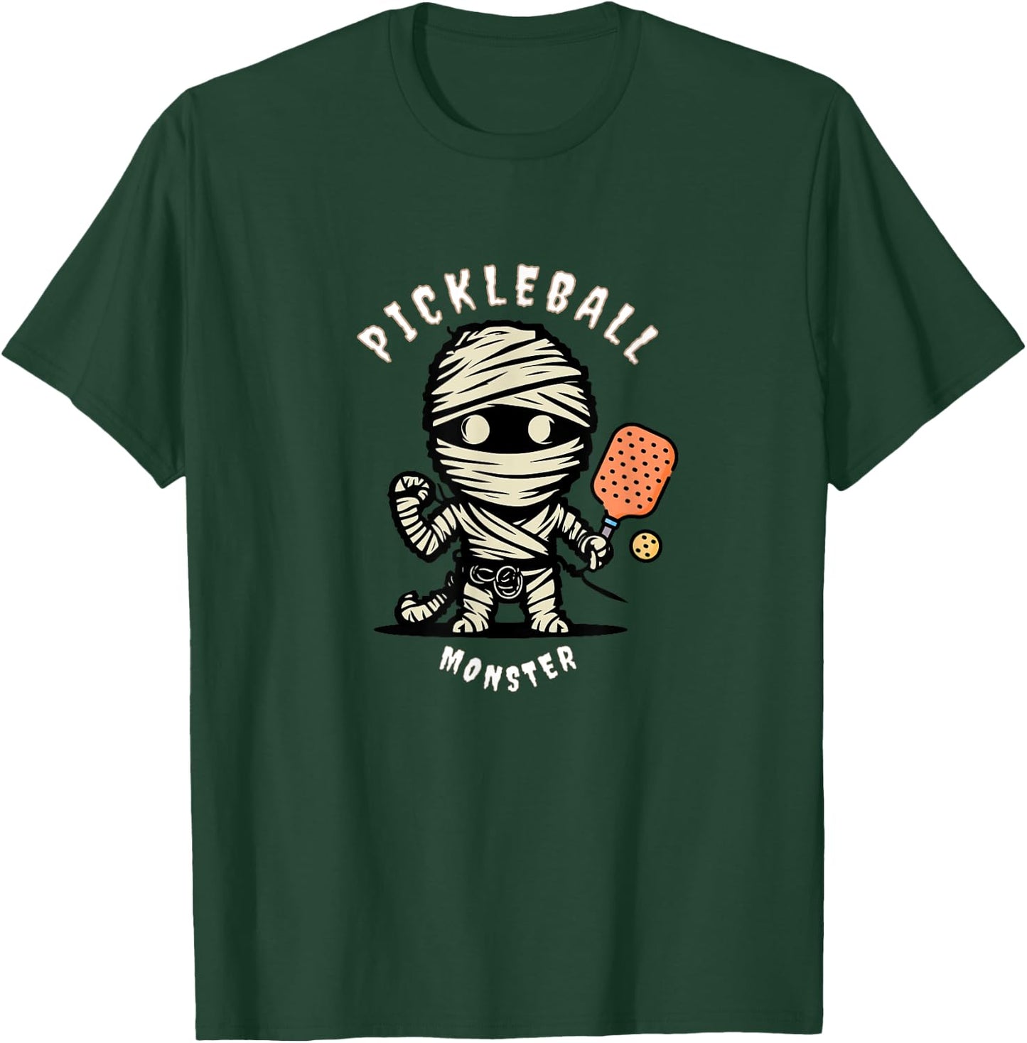 Cute Pickleball Monster Funny Halloween Fall Paddleball T-Shirt - T-Shirt | Forest