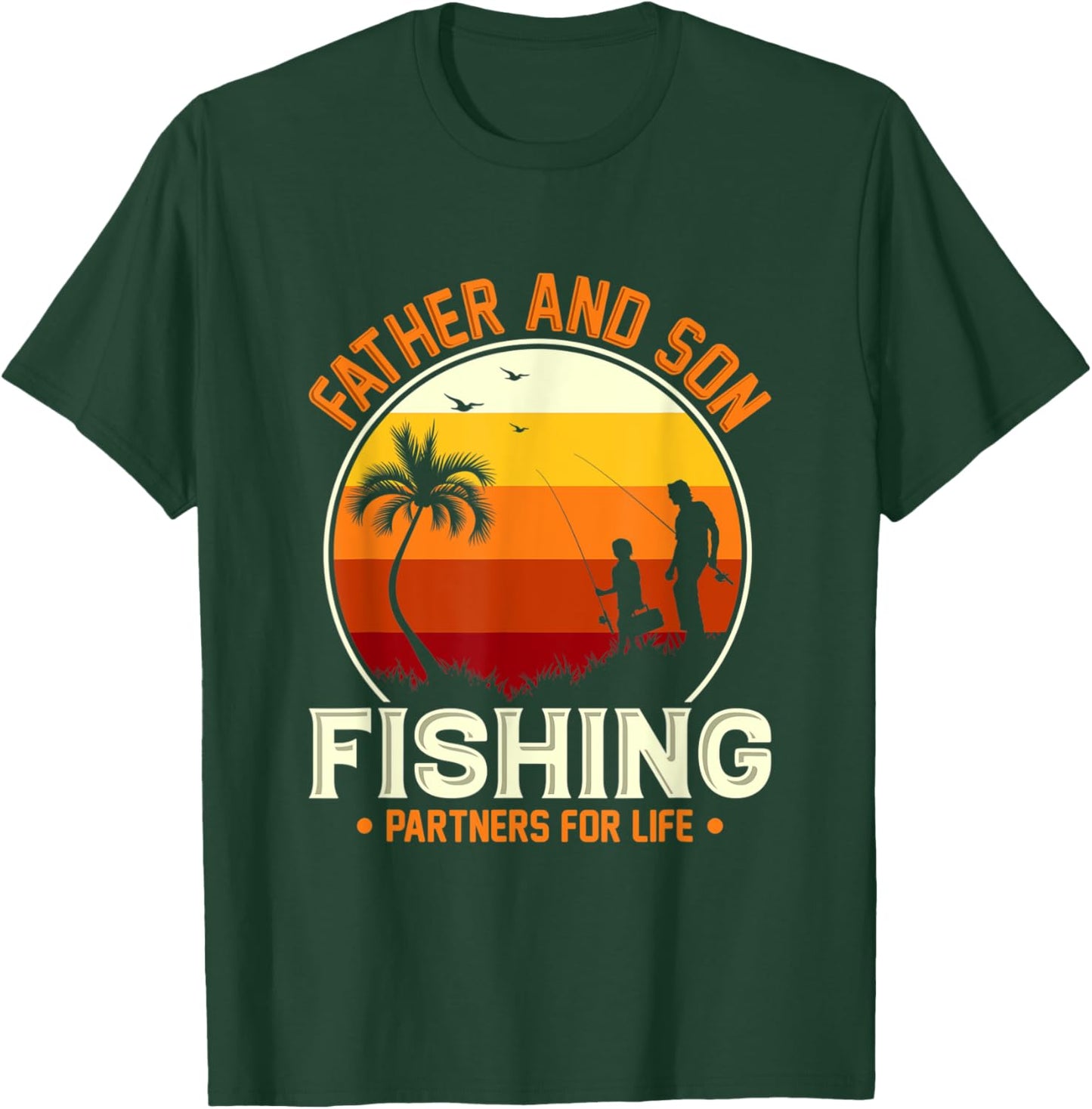Father and Son Retro Fishing Design Partner for Life T-Shirt - T-Shirt | Forest