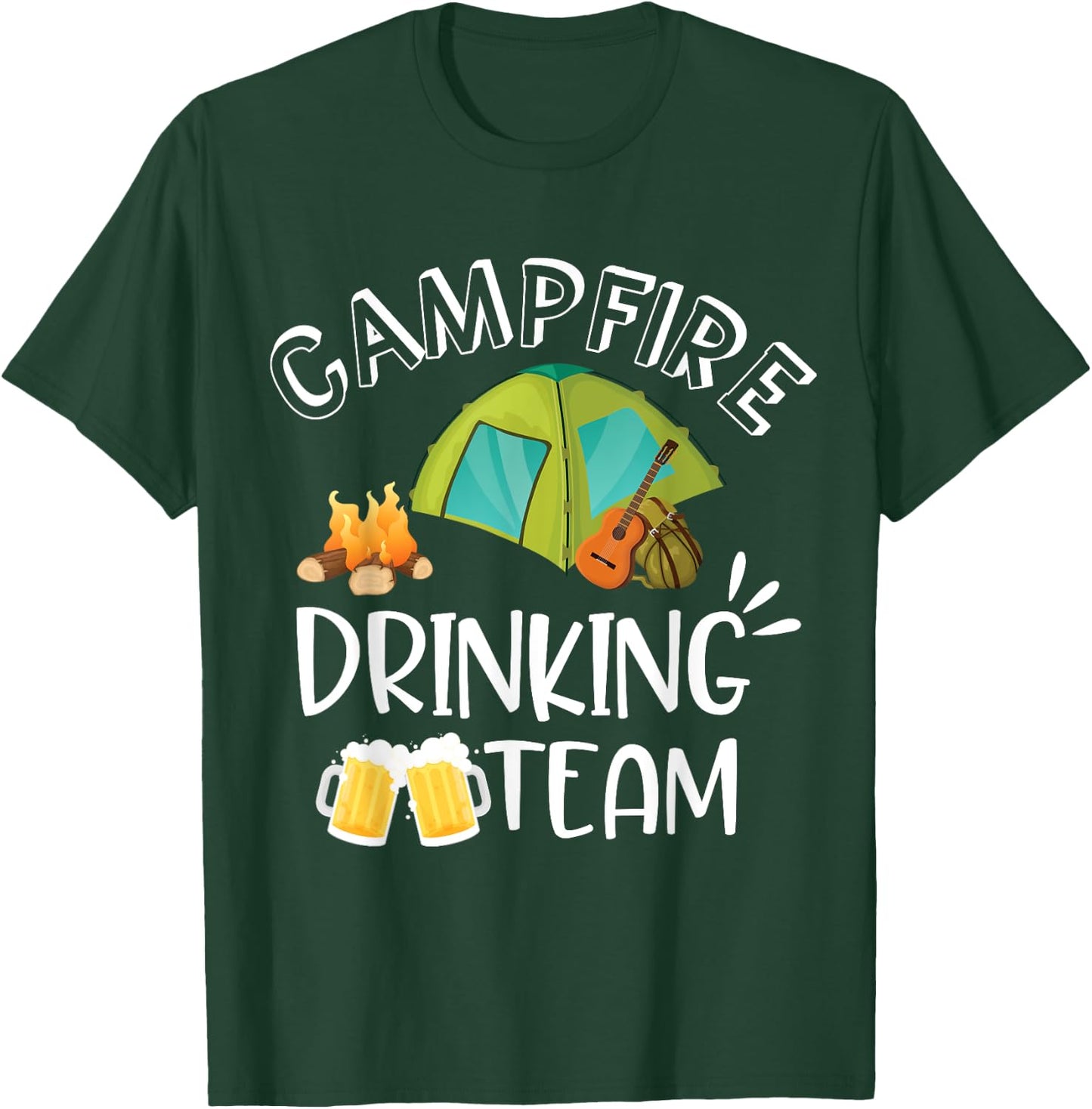 Campfire Drinking Team Camping Camper Drinker Beer Birthday T-Shirt - T-Shirt | Forest