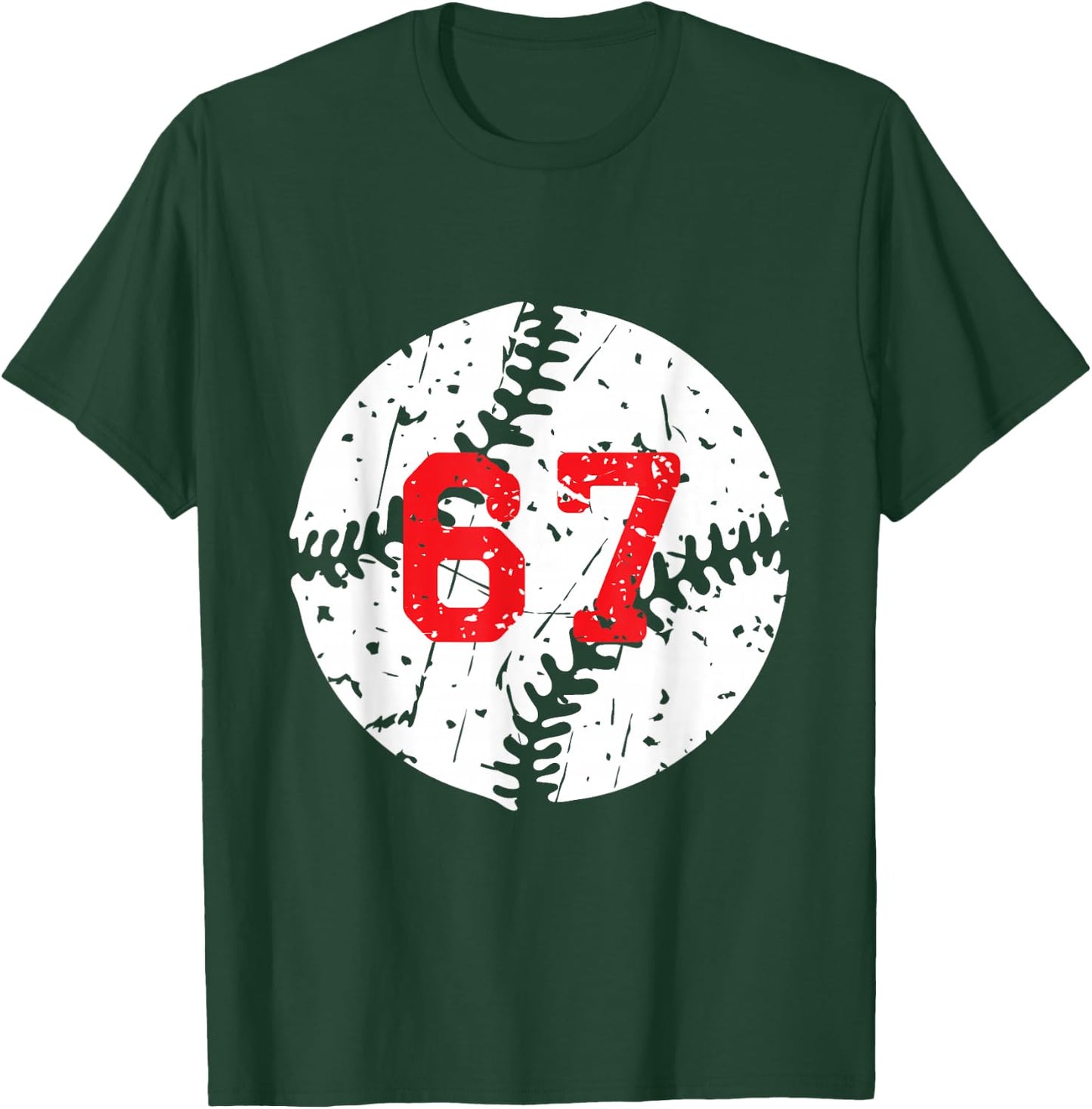 Baseball Number 67 T-Shirt - T-Shirt | Forest