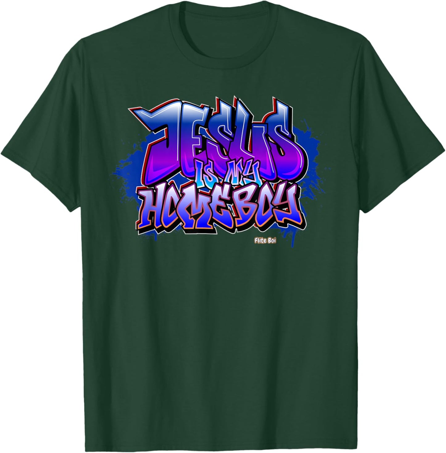 Flite Boi - Jesus is My Homeboy Graffiti Graphic T-Shirt - T-Shirt | Forest