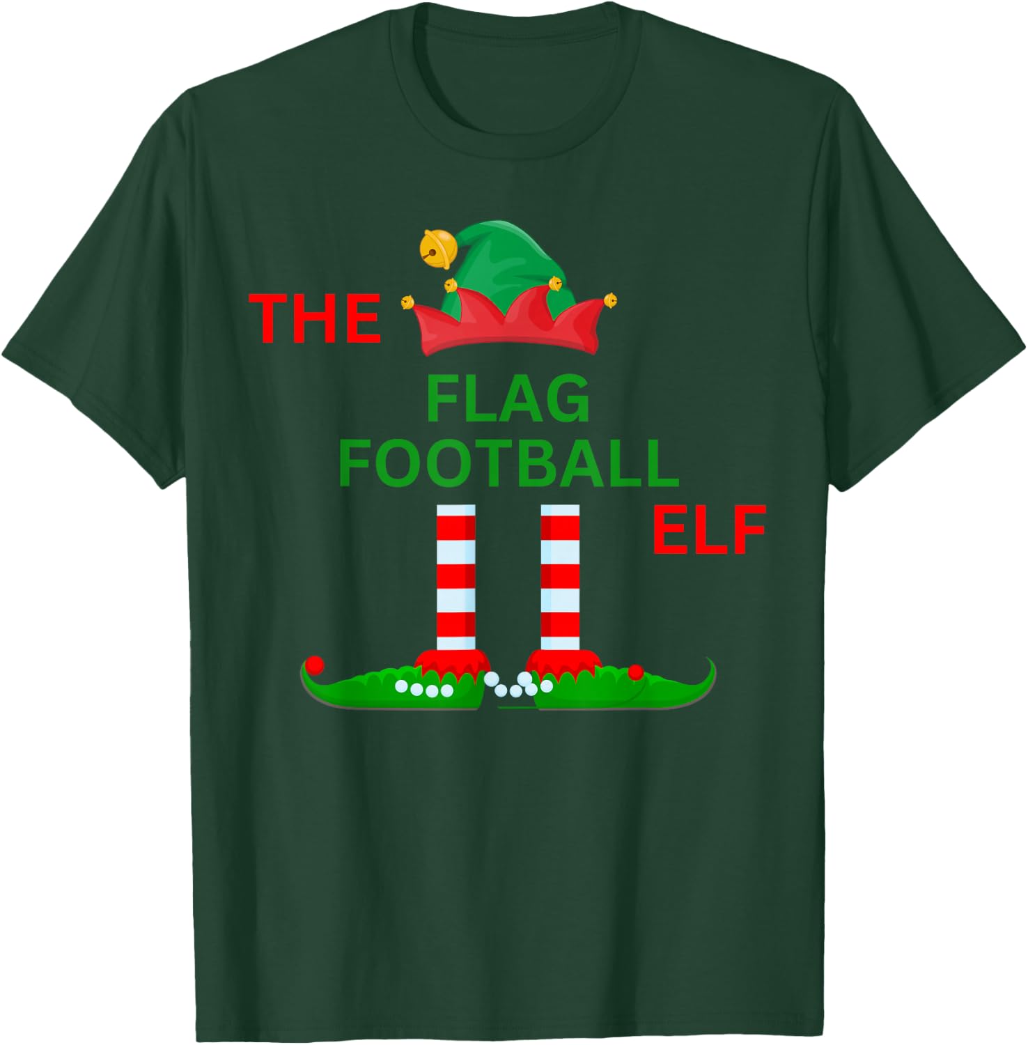 The flag football Funny Elf Christmas Pajamas Family T-Shirt - T-Shirt | Forest