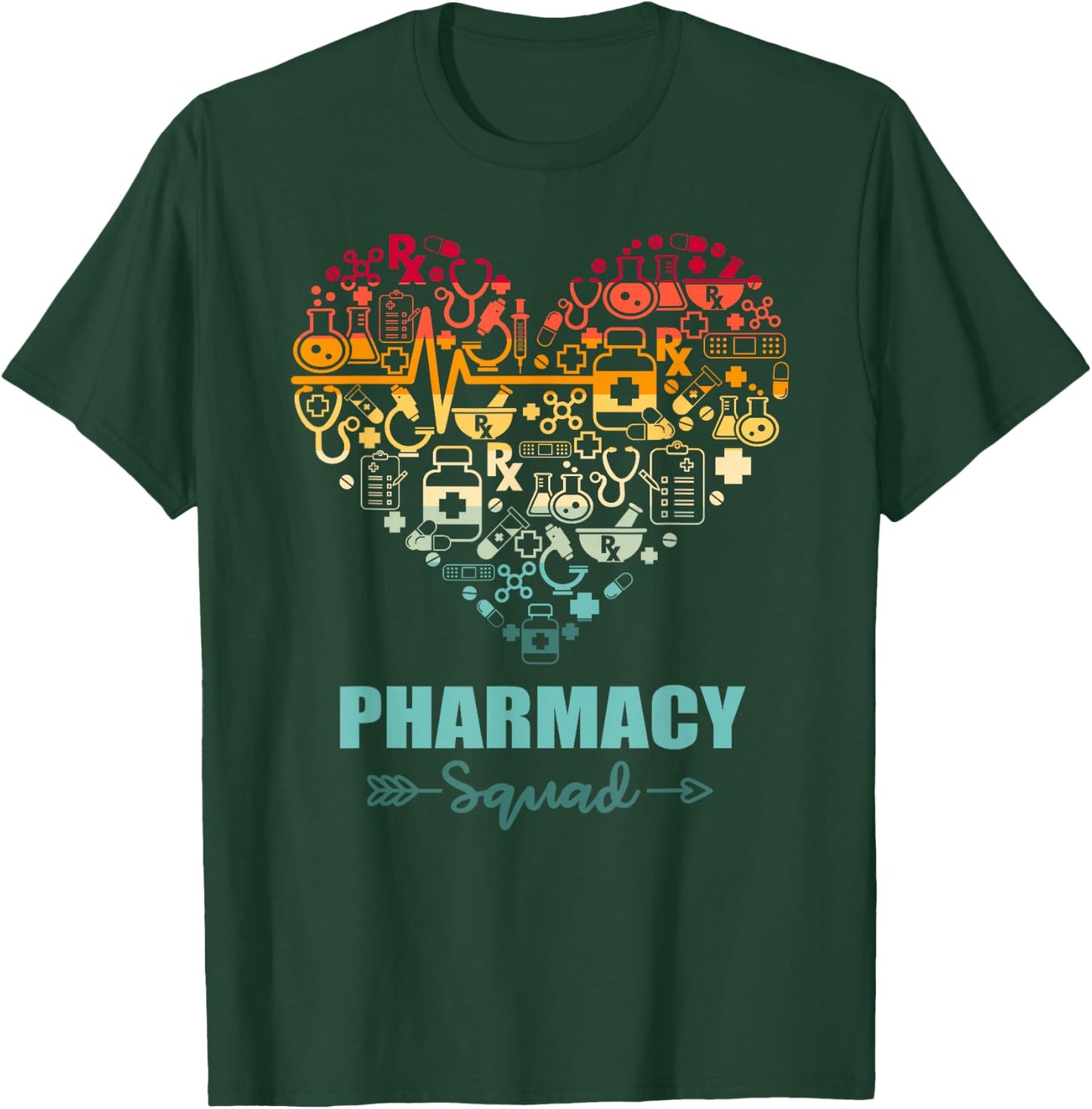 Pharmacy Squad Heart Funny Pharmacy Team T-Shirt - T-Shirt | Forest