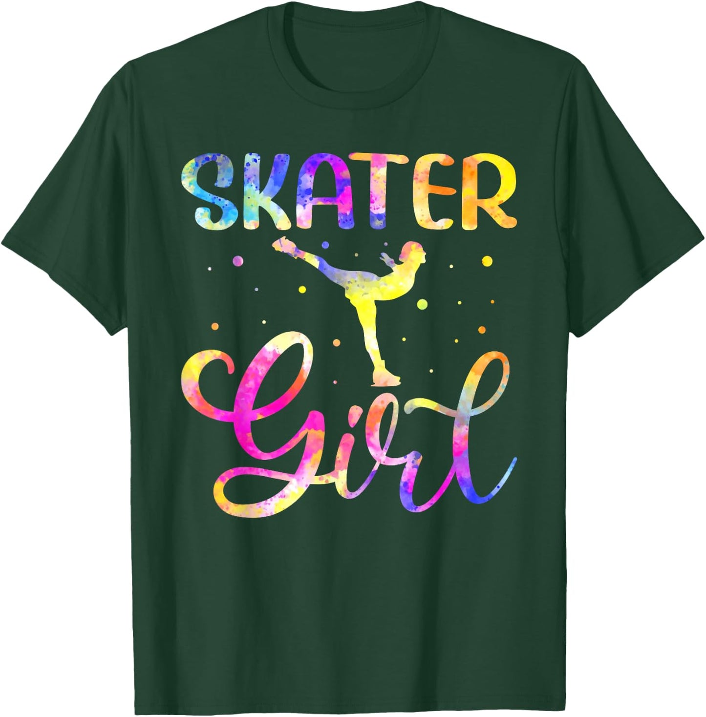 Skater Girl Colorful Skating Figure Winter Sports T-Shirt - T-Shirt | Forest
