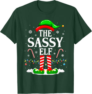 The Sassy Elf Xmas Funny Matching Family Group Christmas T-Shirt - T-Shirt | Forest