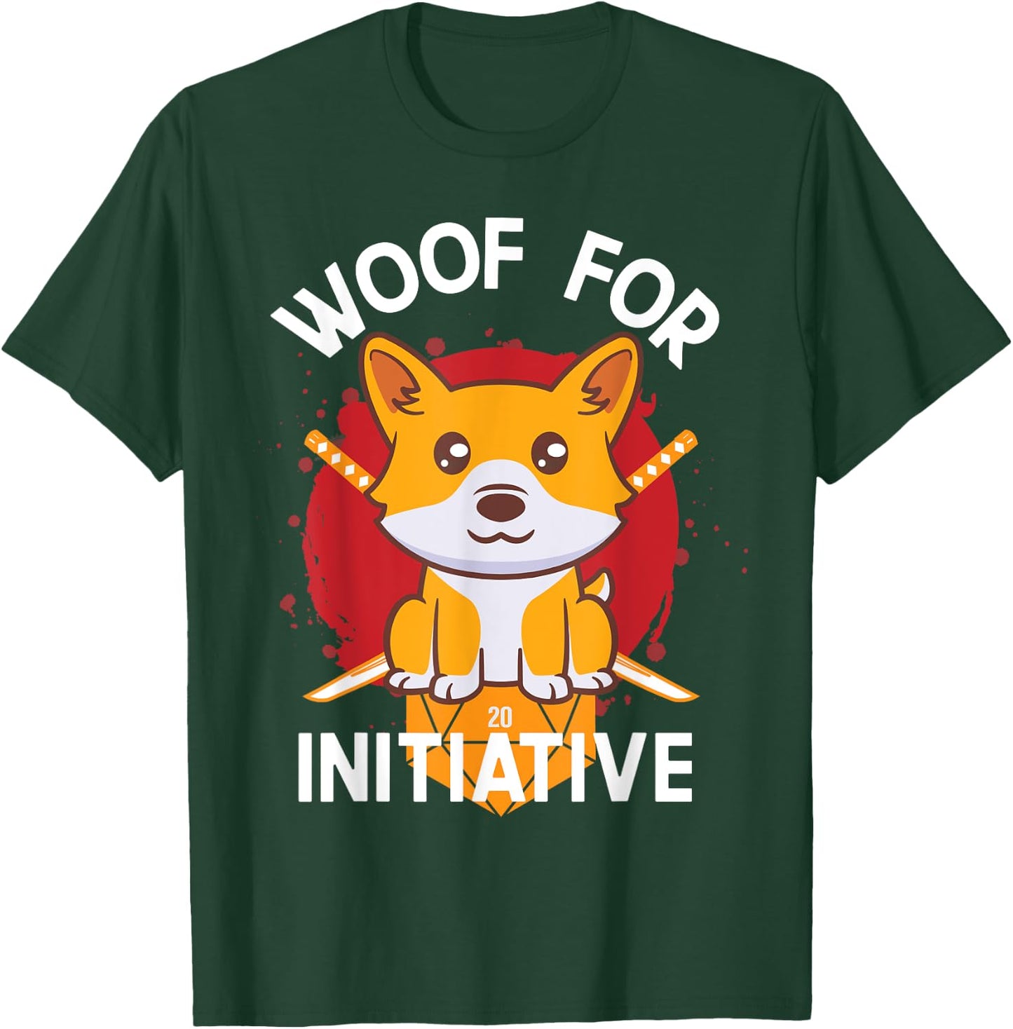 Corgi Lovers Gamer Woof For Initiative D20 RPG T-Shirt - T-Shirt | Forest