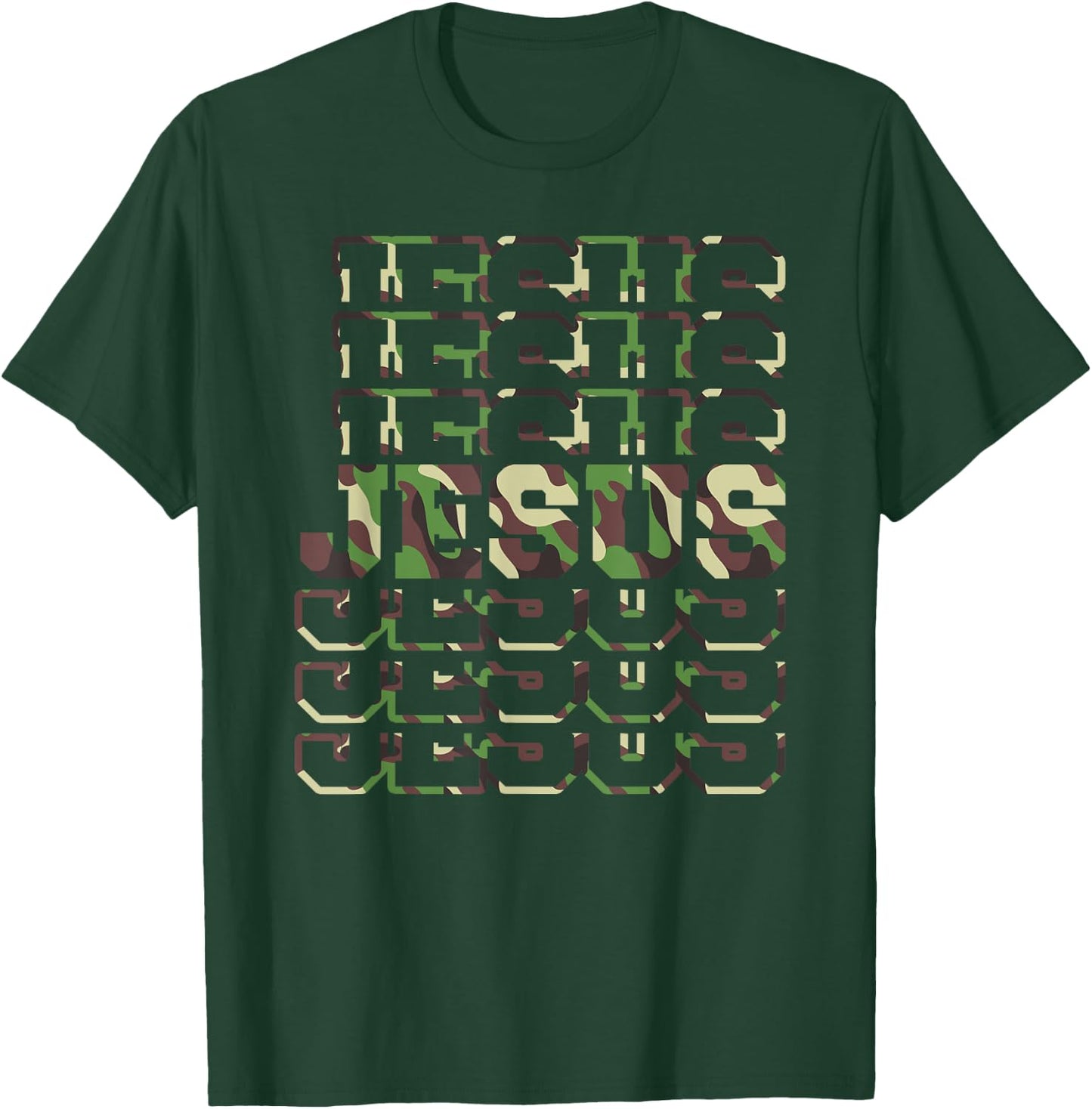 Jesus Camo Design, Camo Scripture Jesus Faith T-Shirt - T-Shirt | Forest