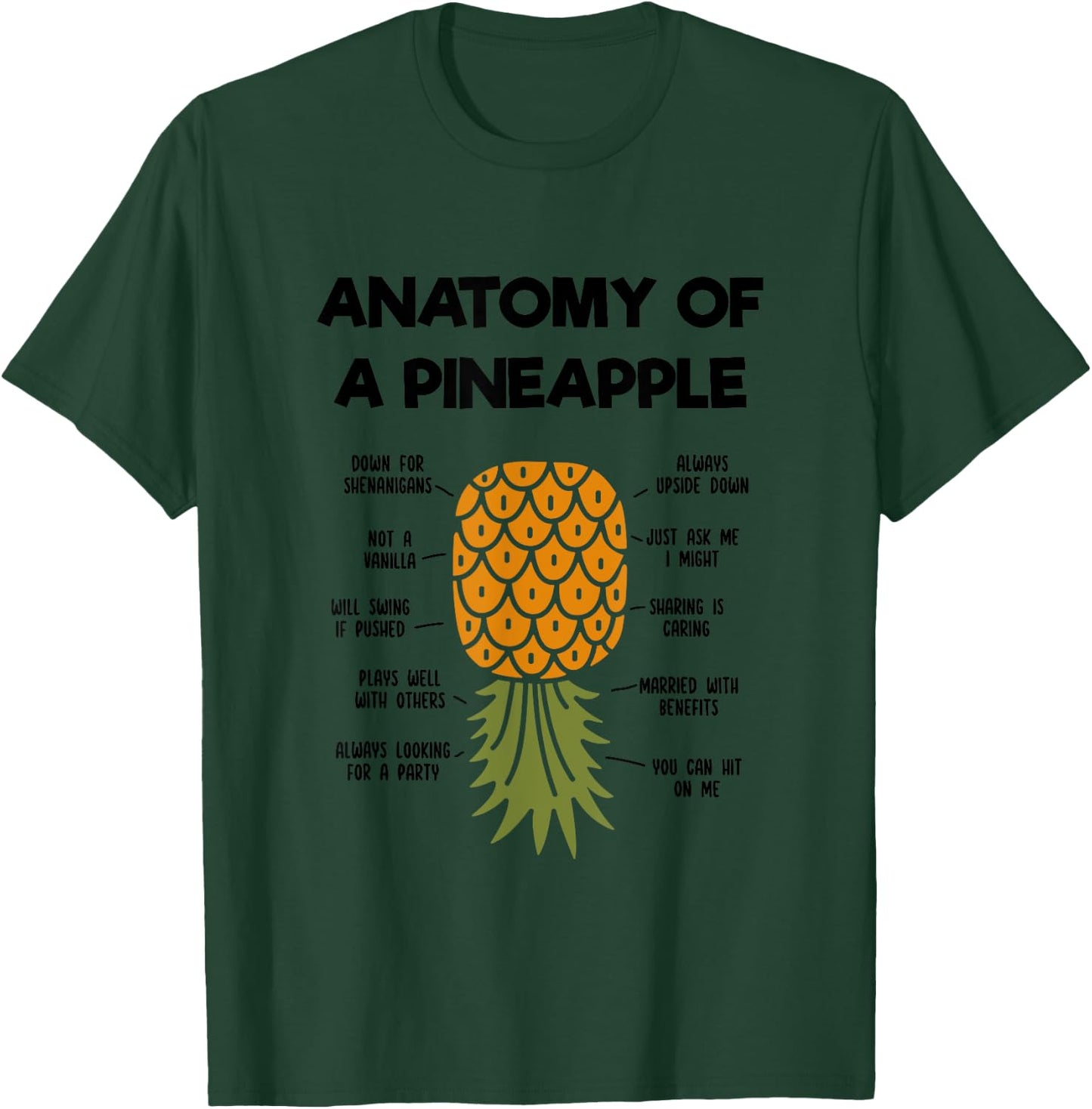 Funny Upside Down Pineapple Anatomy of a Pineapple Swinger T-Shirt - T-Shirt | Forest