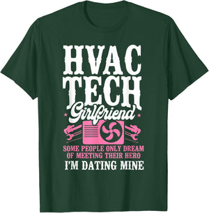 HVAC Technician Tech Girlfriend Vintage Hvac Tech Girlfriend T-Shirt - T-Shirt | Forest