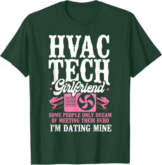 HVAC Technician Tech Girlfriend Vintage Hvac Tech Girlfriend T-Shirt - T-Shirt | Forest